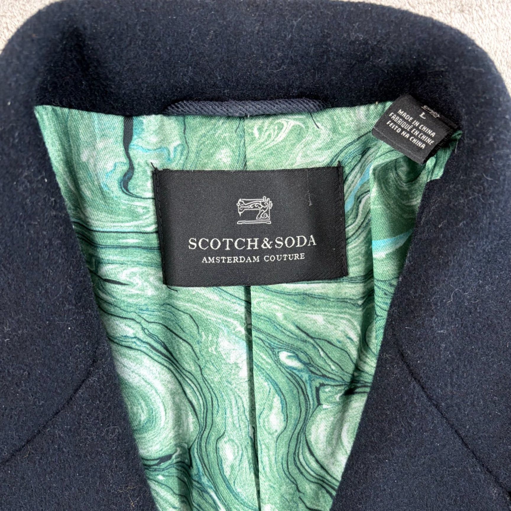 Scotch & Soda Scotch & Soda Amsterdam Wool-Blend Overcoat Men L Blue Solid Button Long Coat Casual Formal 6? Size US L / EU 52-54 / 3 - 2 Thumbnail