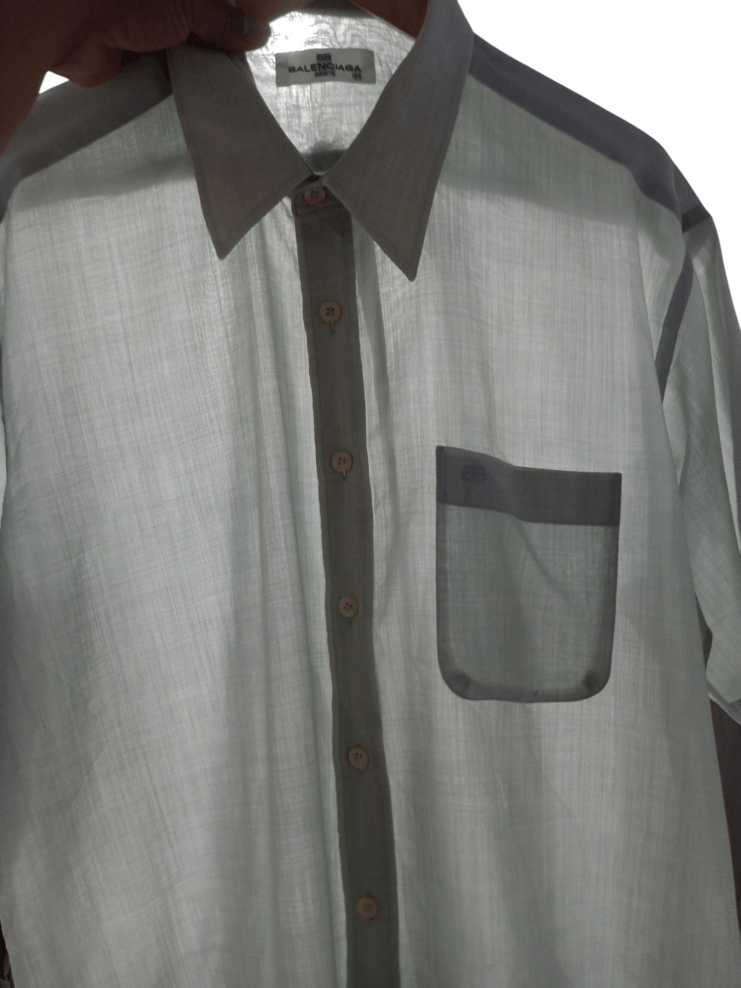 Balenciaga × Vintage Vintage Balenciaga BB mesh button up shirt Size US L / EU 52-54 / 3 - 1 Thumbnail