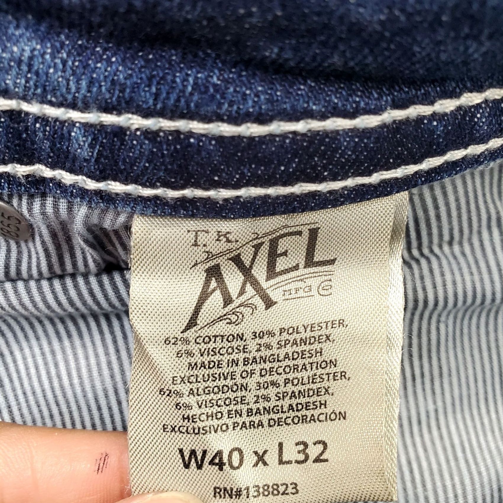Denime Axel Slim Bootcut Jeans Men Size 40 Blue Denim Stretch Medium Wash White Stitch Size US 40 / EU 56 - 7 Thumbnail