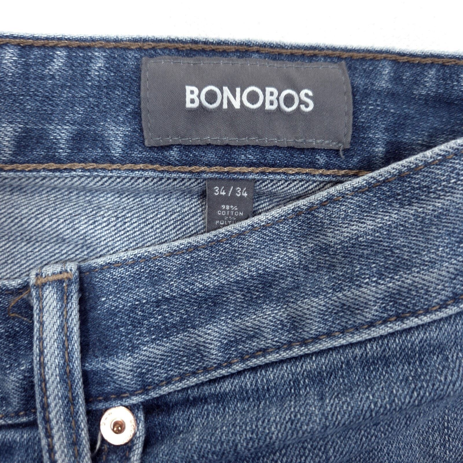 Bonobos Bonobos Selvedge Jeans Mens 35x35 Slim Fit Stretch Blue USA Size US 35 - 3 Thumbnail