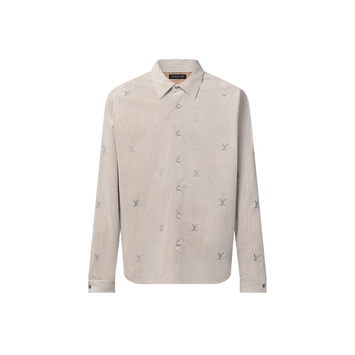 Louis Vuitton LV Blason Embellished Long-Sleeved Corduroy Shirt Size US XL / EU 56 / 4 - 1 Thumbnail