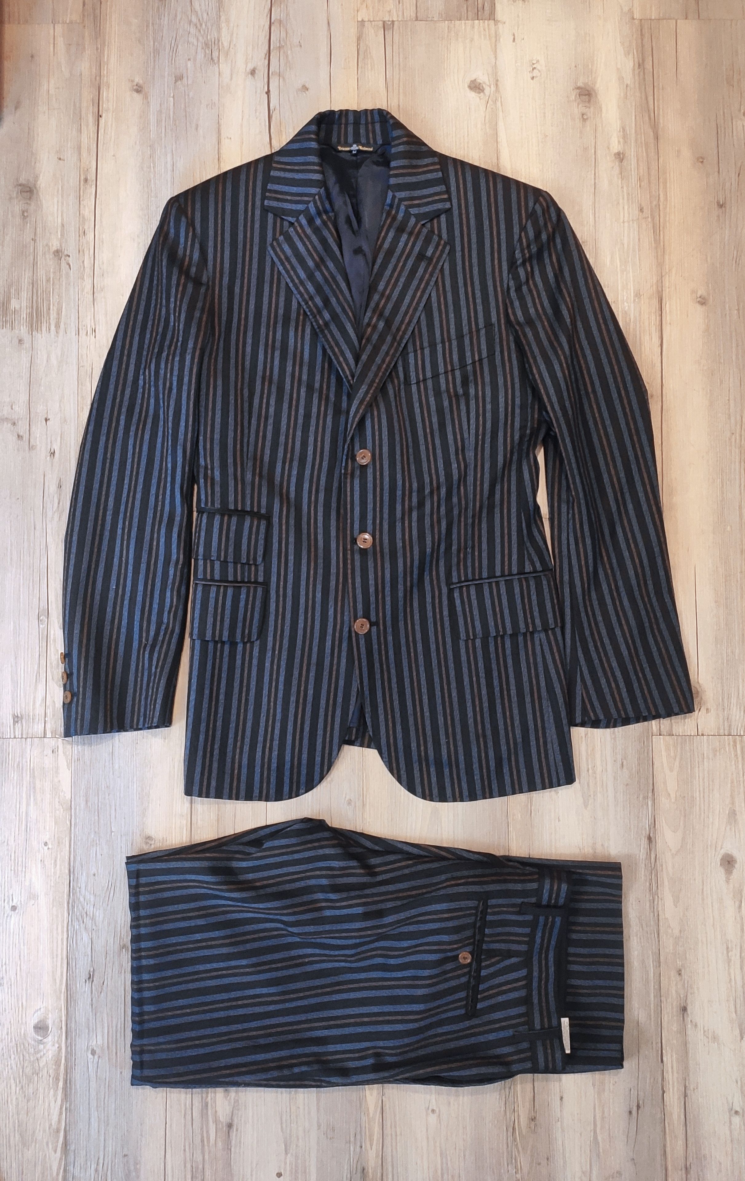 Vivienne Westwood Striped suit.Like Dries van Noten or Jean Paul Gaultier Size 40R - 2 Thumbnail