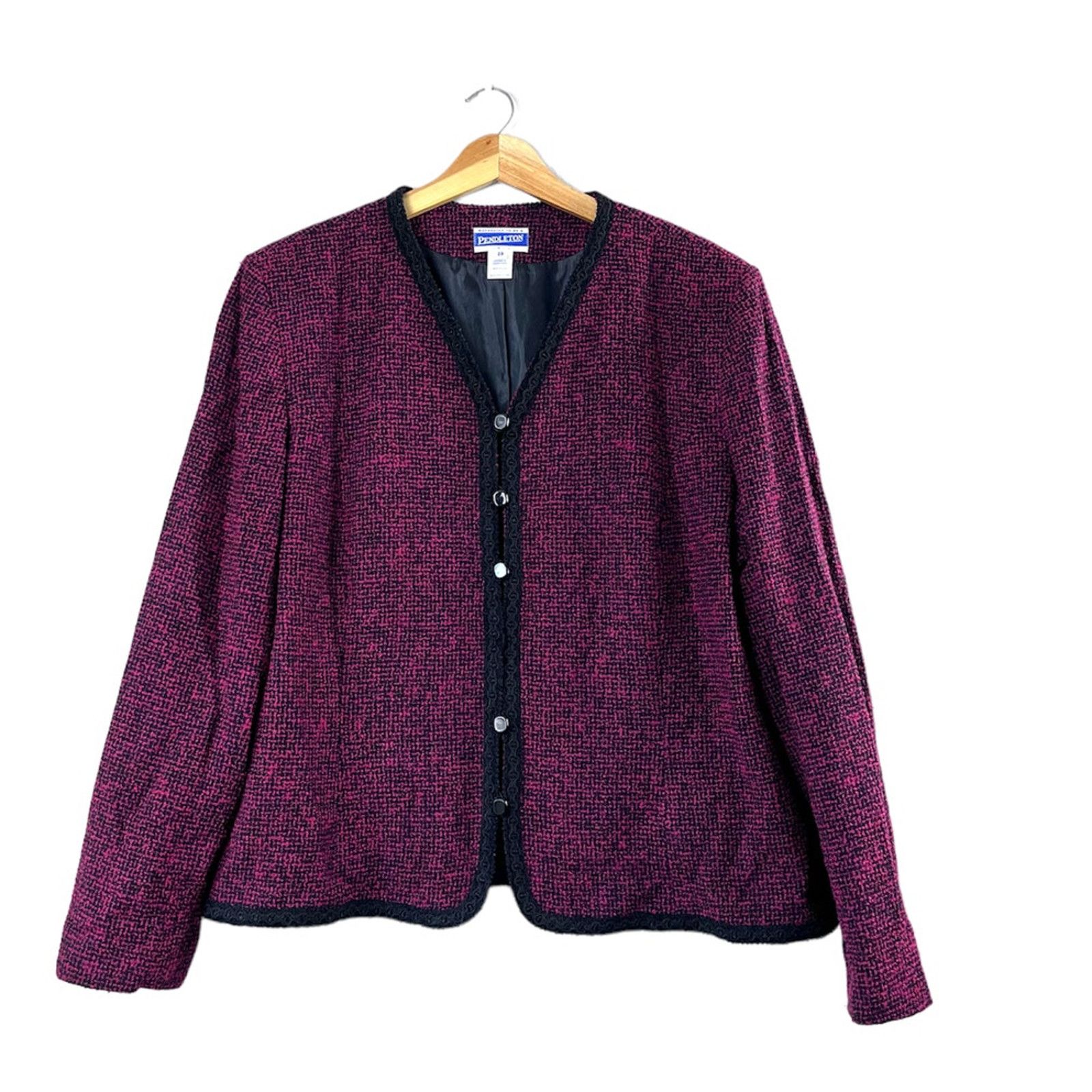 Pendleton Women's Vintage Black and Red Wool Blend Pendleton Blazer 20 Size 3XL / US 20-22 - 1 Thumbnail