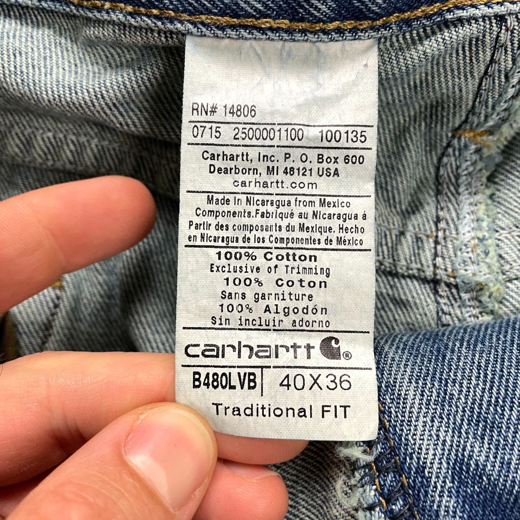 Carhartt VINTAGE Carhartt Jeans Mens 31x35 Denim Straight Fit Dark Wash Cotton Classic Logo Size US 31 - 6 Thumbnail