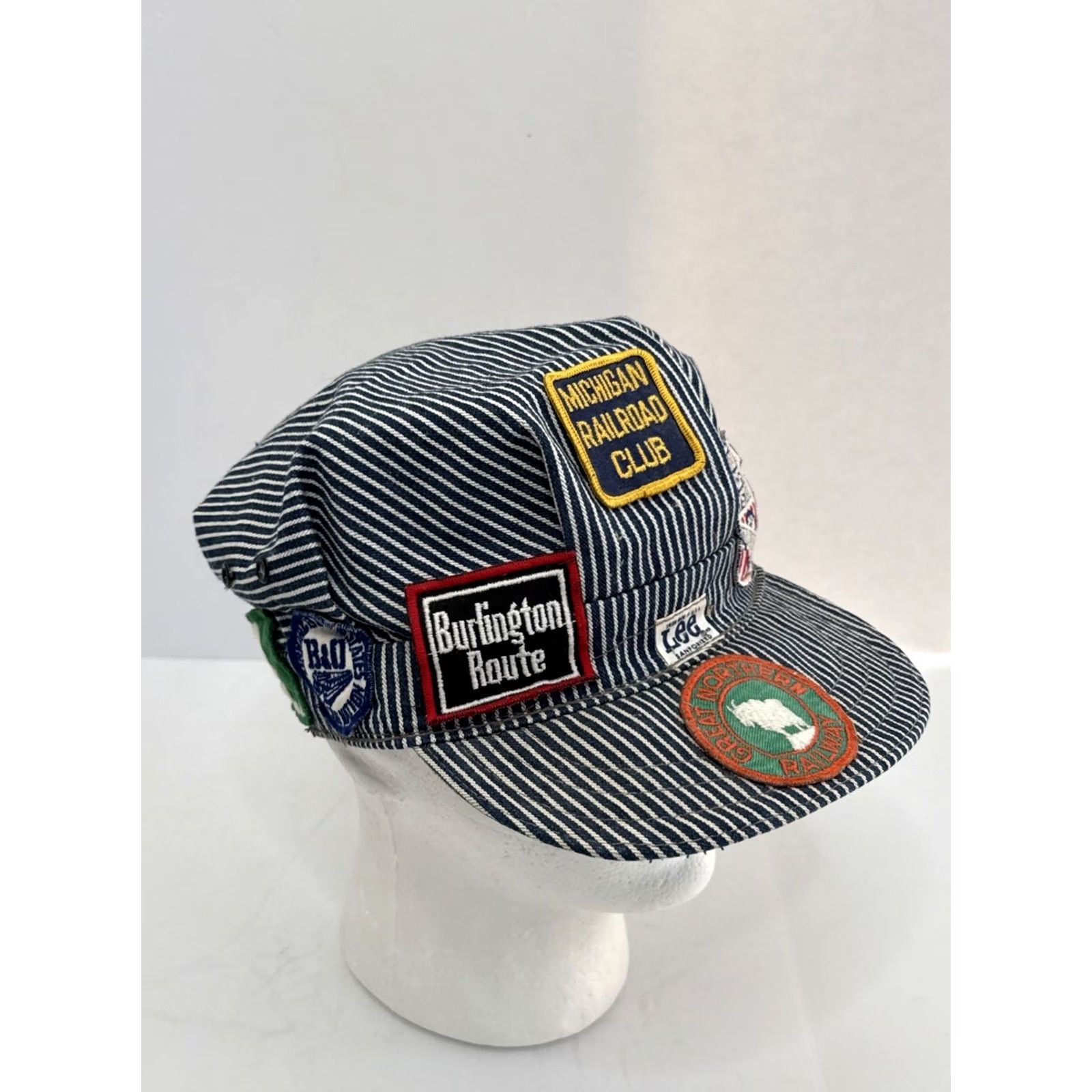 Lee VINTAGE LEE JEANS DENIM ENGINEERS HAT Union Made Workwear USA 1950s SANFORIZED Blue Mens One Size Size US 35 - 4 Thumbnail