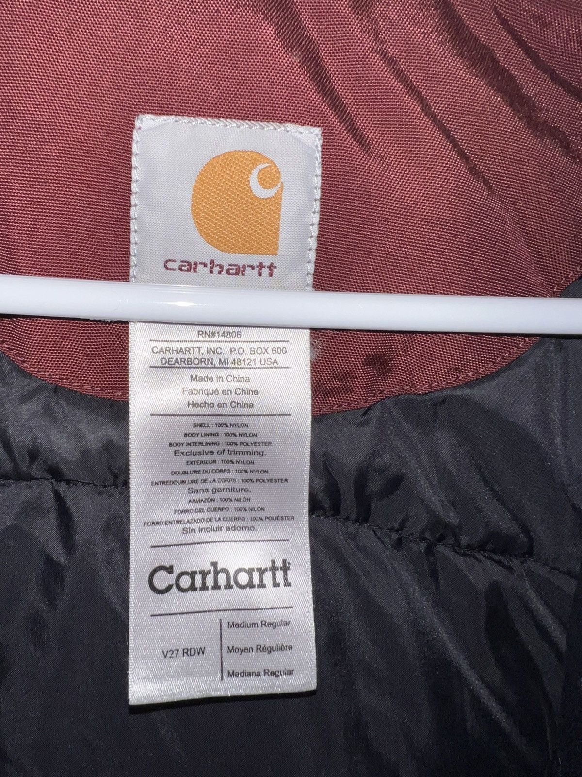 Carhartt Carhartt V27 RDW Burgundy Puffer Vest Size US M / EU 48-50 / 2 - 3 Thumbnail