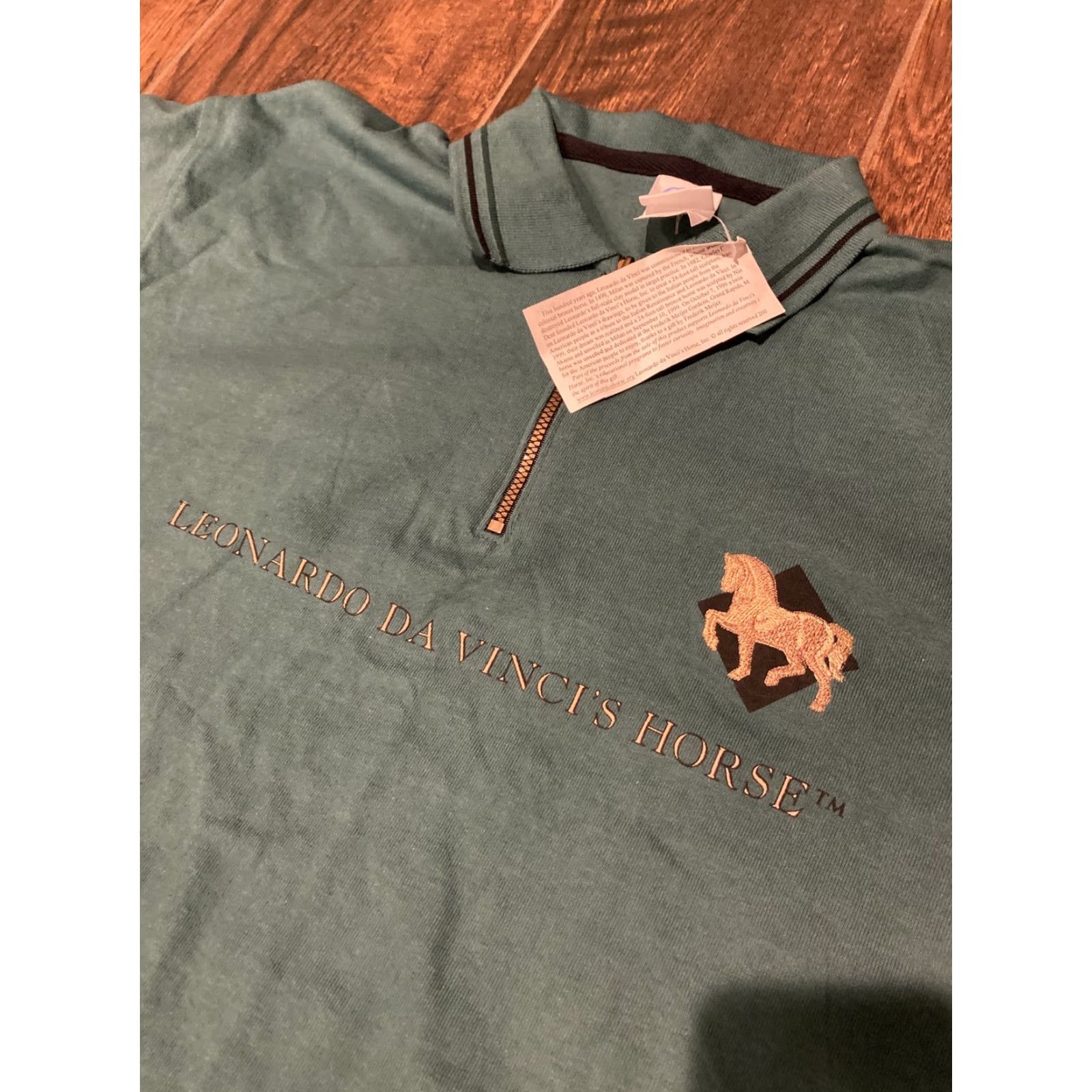 Vintage VINTAGE Leonardo da Vinci’S Horse Shirt L Green Mens Shirt 1999 Polo Quarter Zip Size US L / EU 52-54 / 3 - 4 Thumbnail