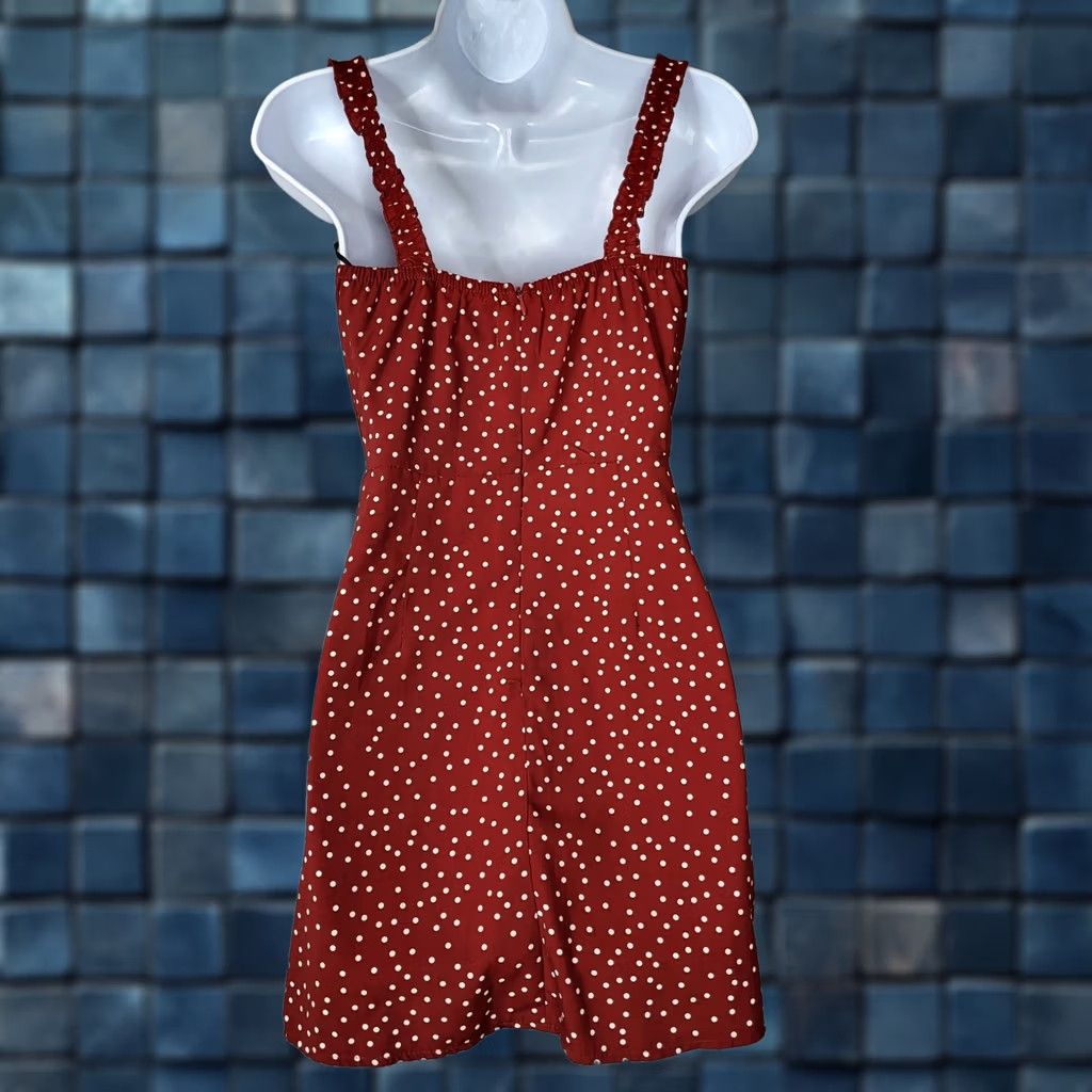 Vintage Polly Women’s Square Neck Sleeveless Red White Polka Dot Mini Dress Size 2 Size XS / US 0-2 / IT 36-38 - 1 Thumbnail