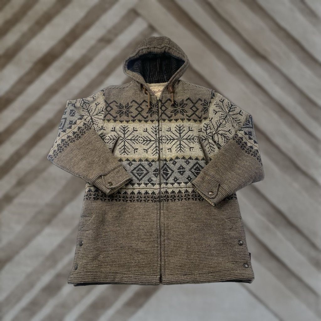Vintage VINTAGE Woolrich Isle Snowflake Aztec Southwest Zip Hood Jacket Coat Wool Small Size S / US 4 / IT 40 - 1 Thumbnail