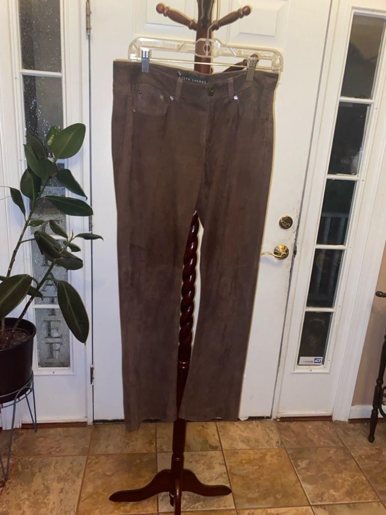 image of Women's Ralph Laurent Black Label Brown Suede Pants Size 8