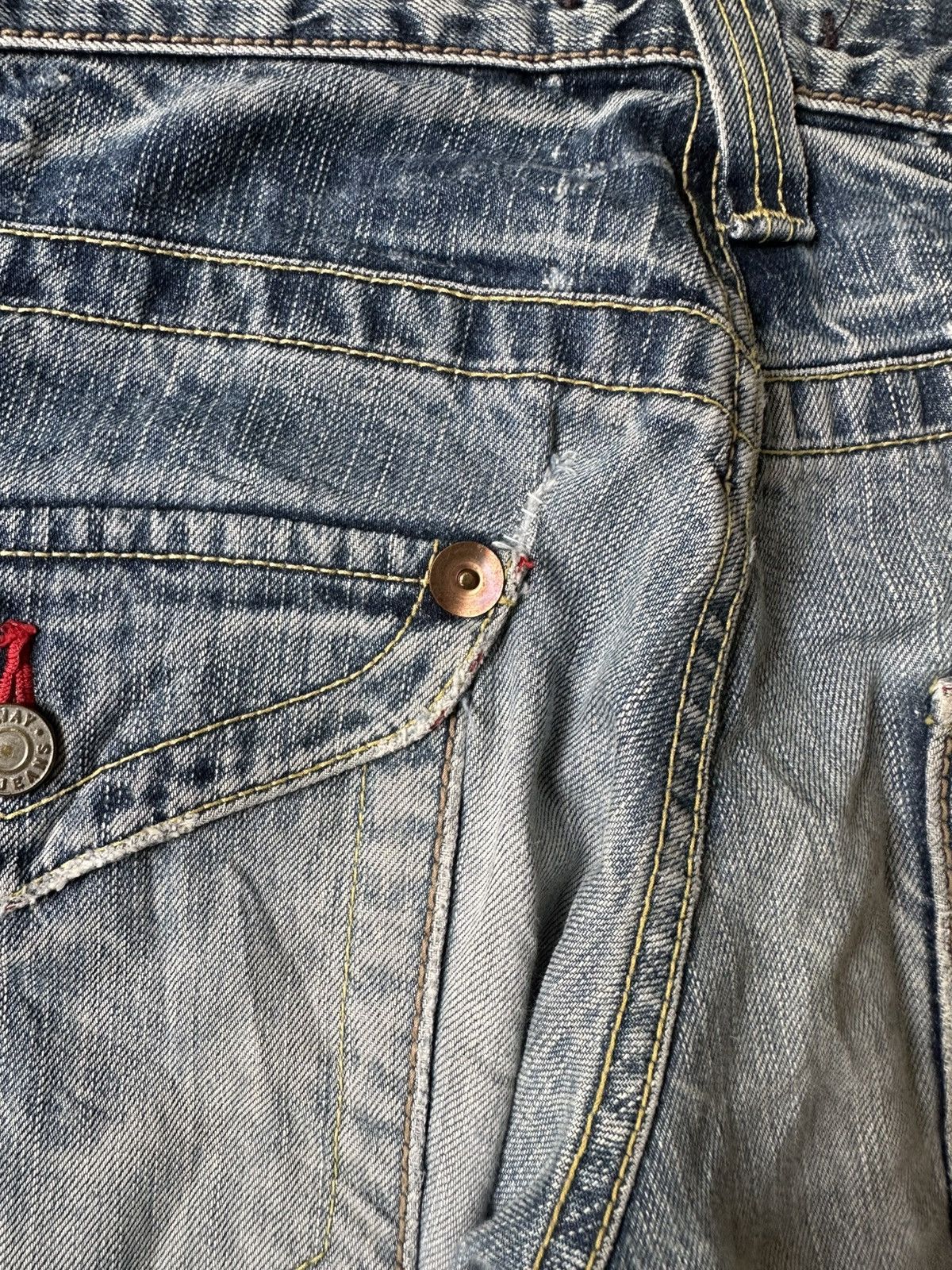 Japanese Brand FLARE Blue Way Japan Claw Marks Distressed Design Denim Size US 30 / EU 46 - 20 Thumbnail