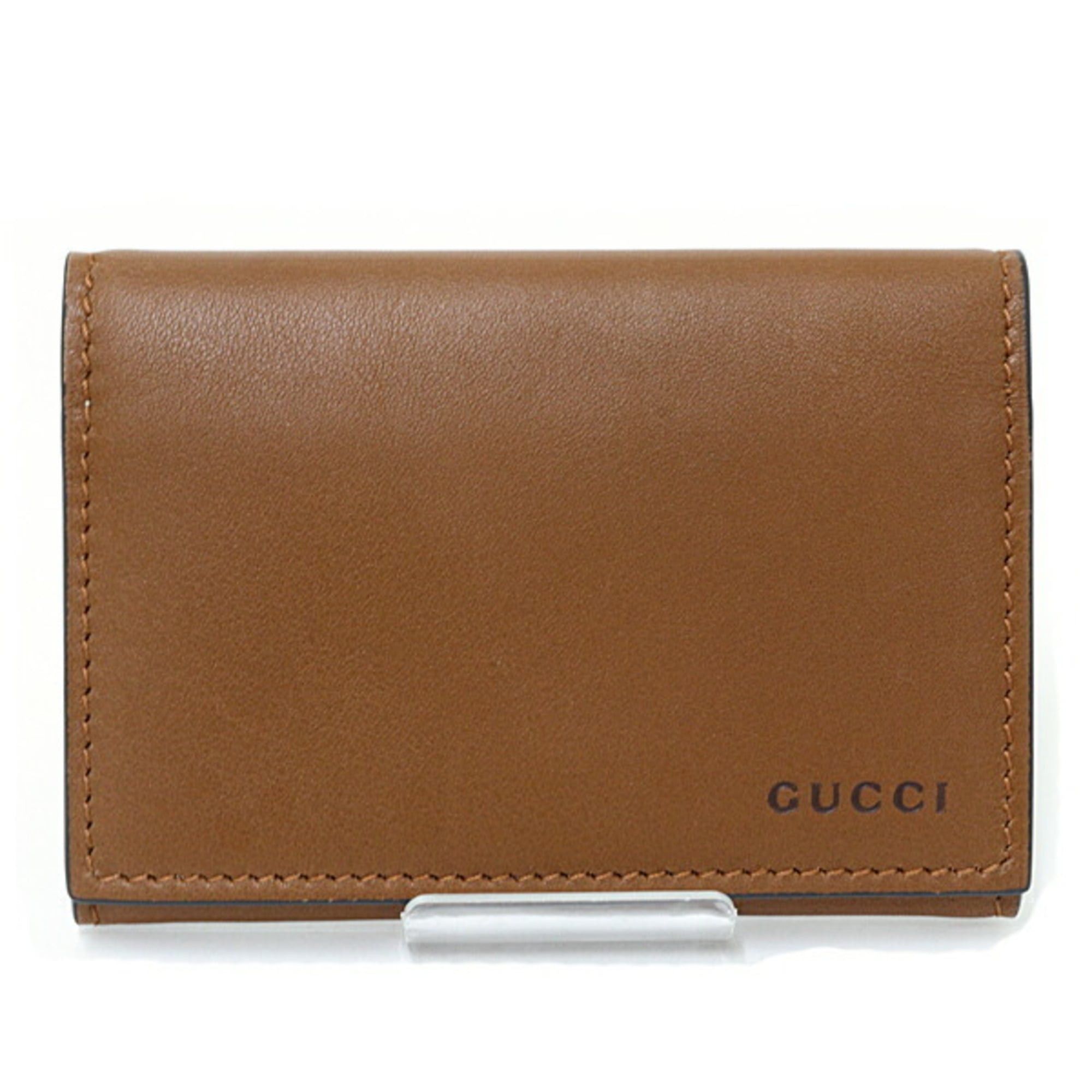 Gucci Gucci GG Emblem Card Case, Business Holder, Mini Wallet, Smooth Leather, 818956 Brown Size ONE SIZE - 1 Thumbnail