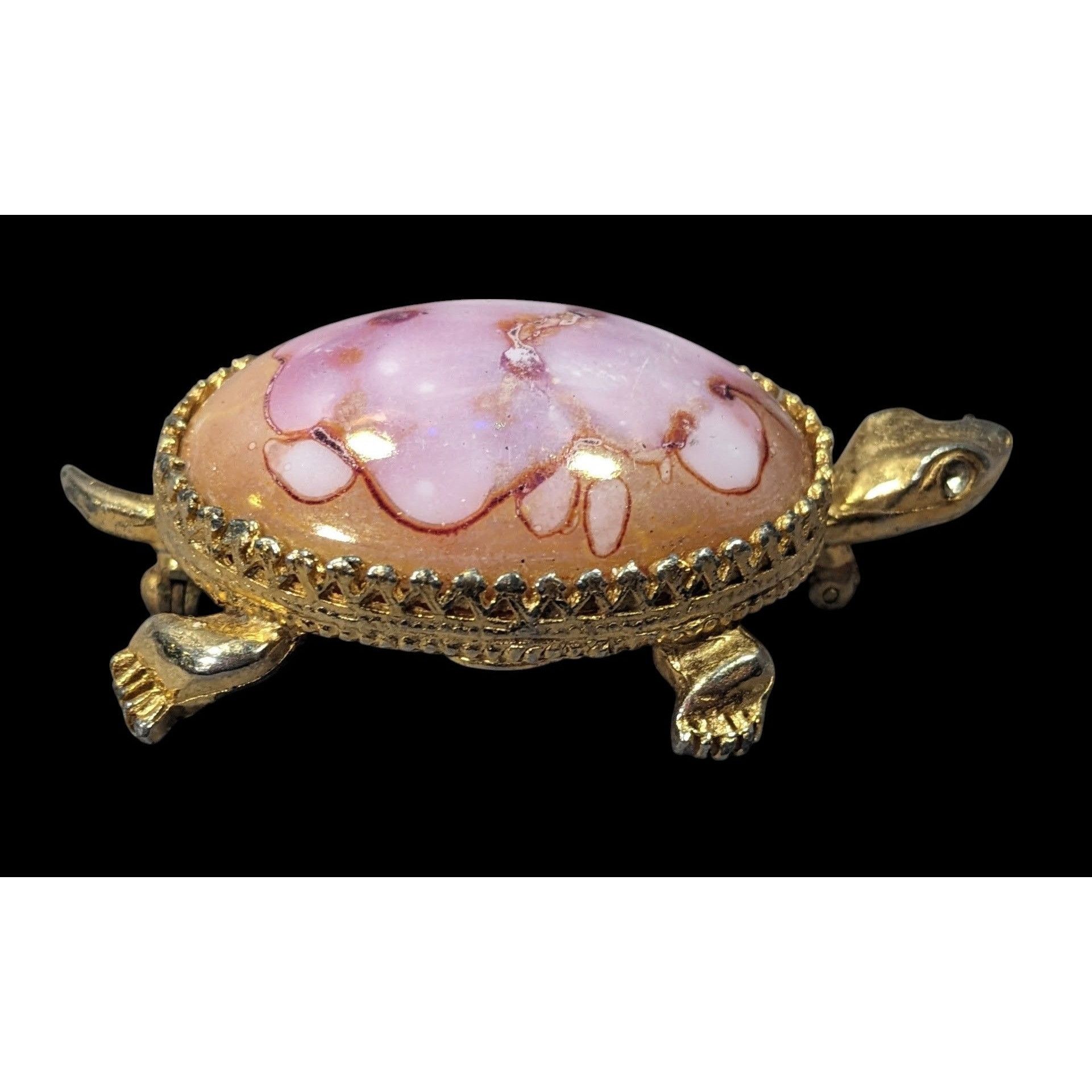 Other Vintage Jeanine Pink Orange And Gold Turtle Brooch (Broken) Size ONE SIZE - 3 Thumbnail