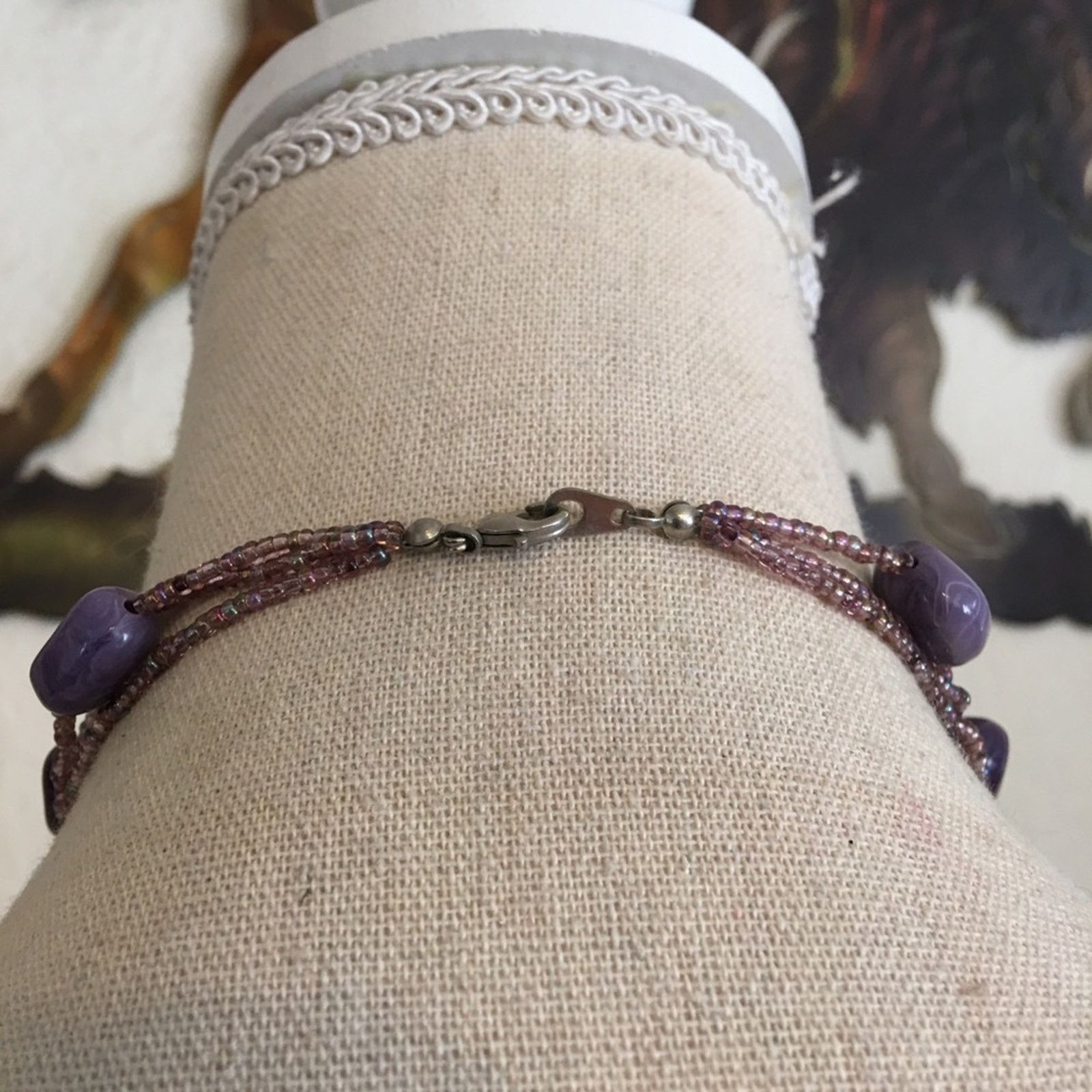 Jewelry Purple tone glass bead long layered necklace Size ONE SIZE - 5 Thumbnail
