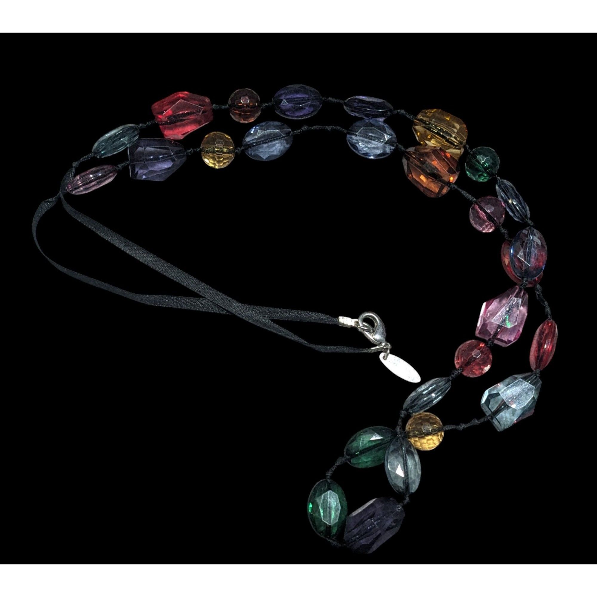 Avenue Avenue Rainbow Gemmed Black Ribbon Necklace Size ONE SIZE - 1 Thumbnail