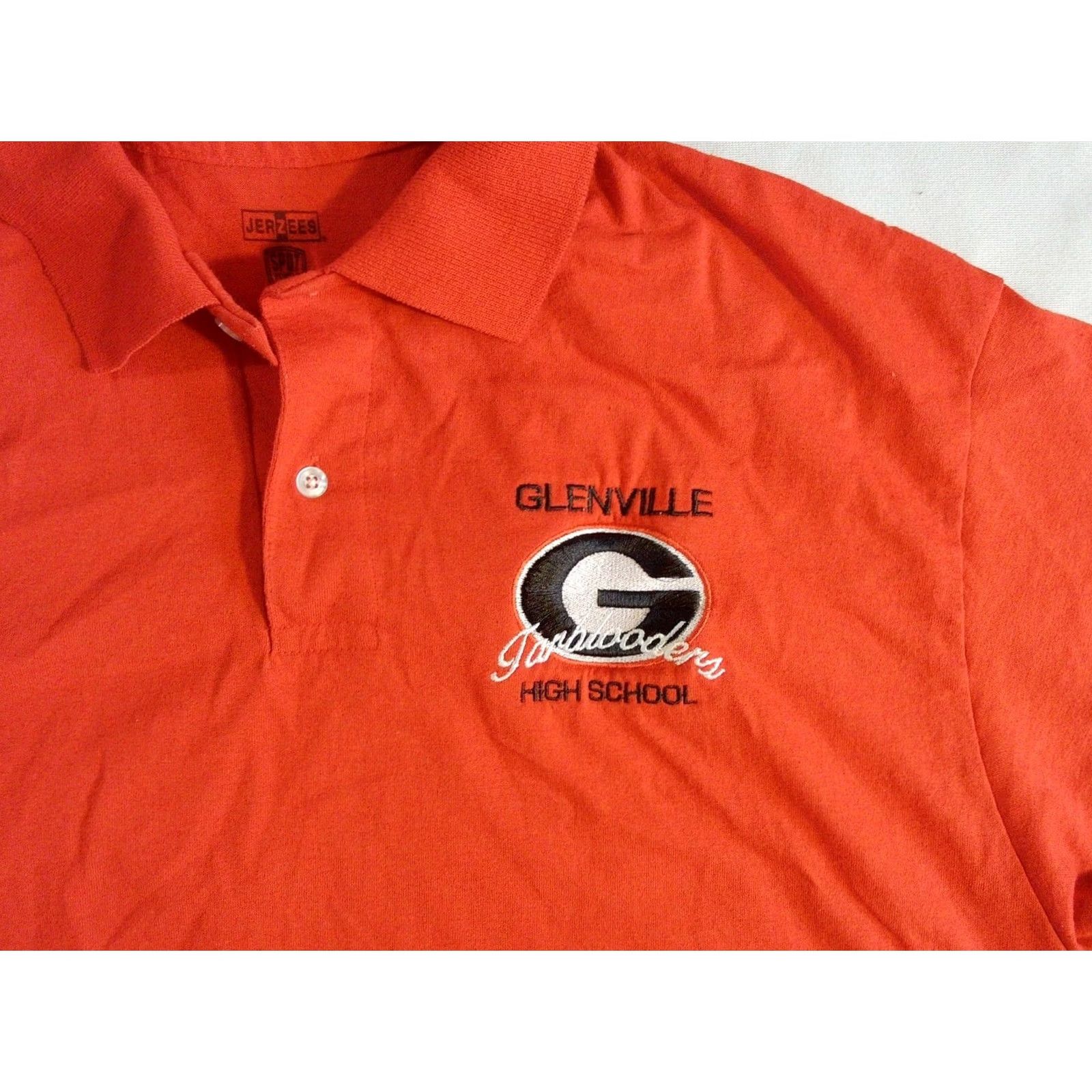 Jerzees Jerzees Polo Shirt Cleveland Glenville Tarblooders Vintage Mens XL Red Embroidered Logo School Sports Shirt Size US XL / EU 56 / 4 - 3 Thumbnail