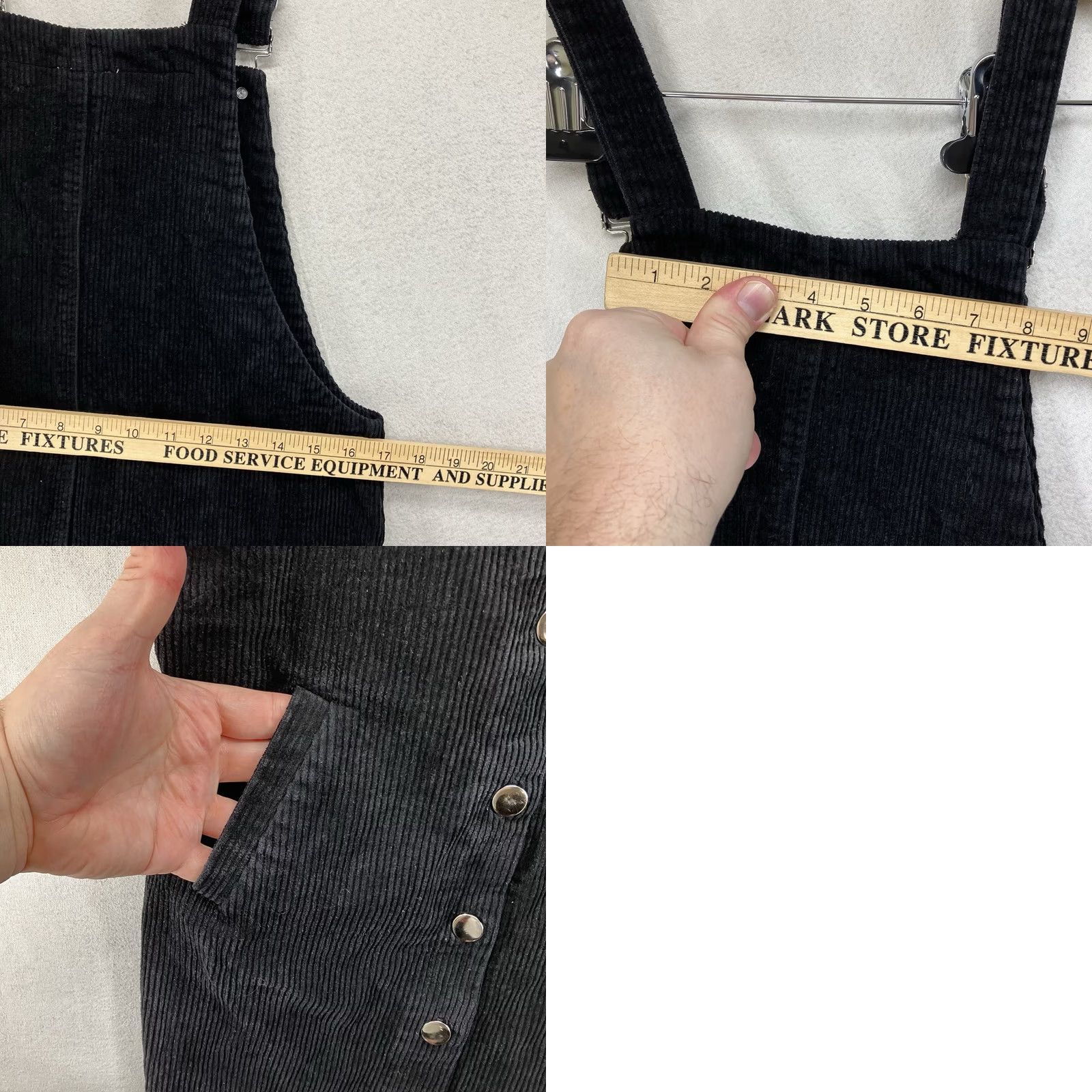 Vintage Women's Overall Skirt Black Corduroy Small Adjustable Pockets Casual Woman Short 80s Geek Retro Blue Rain Size 32" / US 10 / IT 46 - 8 Thumbnail
