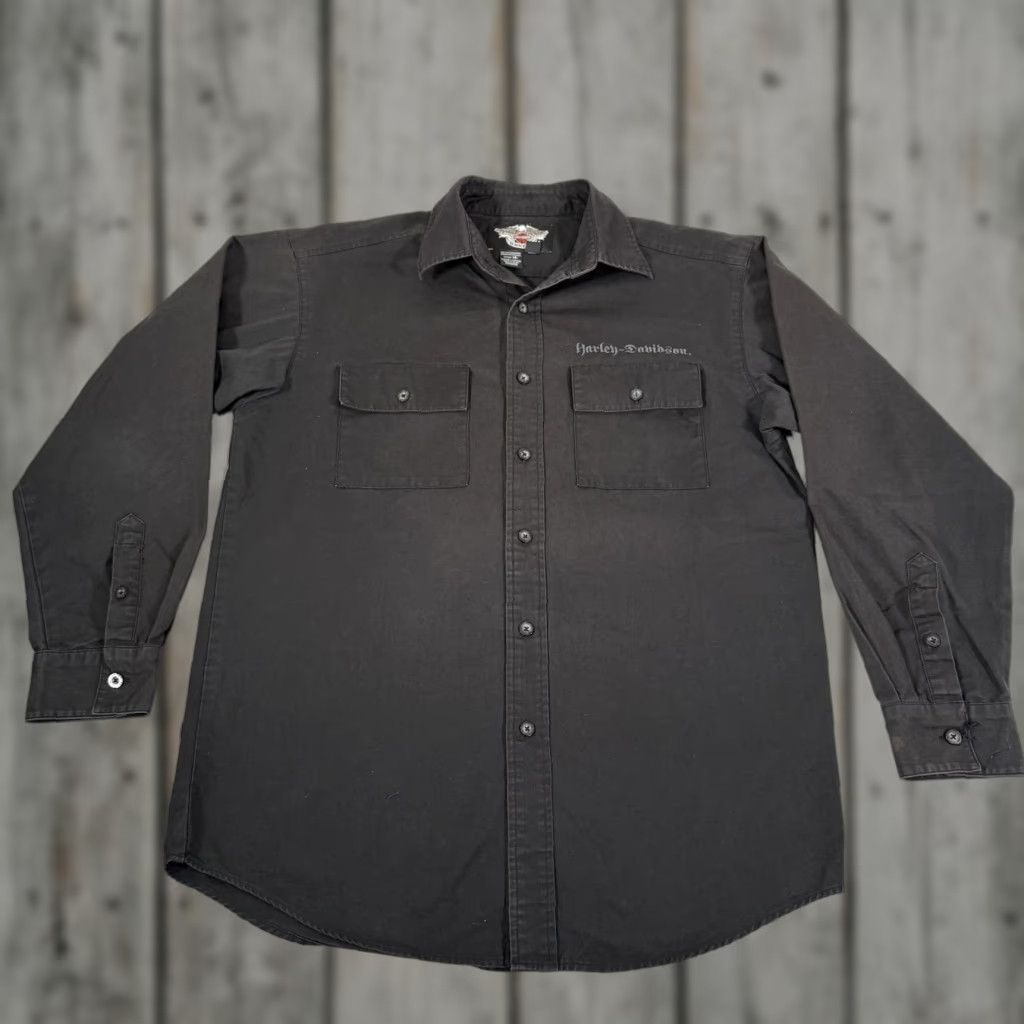 Harley Davidson VINTAGE Harley-Davidson Shirt Mens Medium Long Sleeve Button-Up Motorcycle 1903 Graphic Print Size US M / EU 48-50 / 2 - 1 Thumbnail