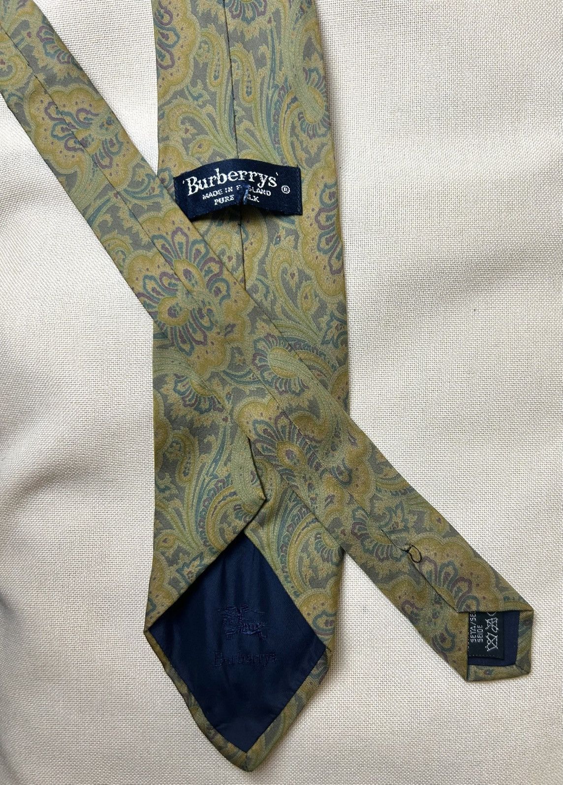 Burberry Burberry’s vintage olive green paisley floral Silk Mens Tie Size ONE SIZE - 5 Thumbnail