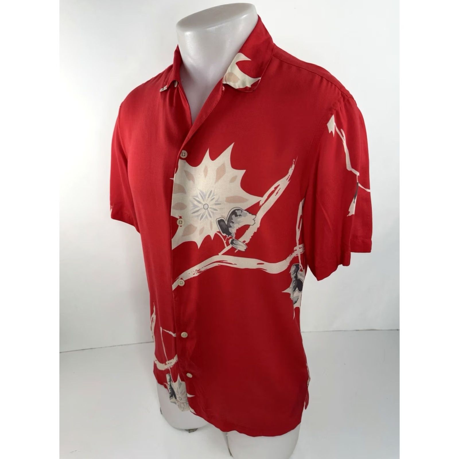 Allsaints ALL SAINTS Shirt Hawaiian Asian Print Red XS Mens Size US XS / EU 42 / 0 - 2 Thumbnail