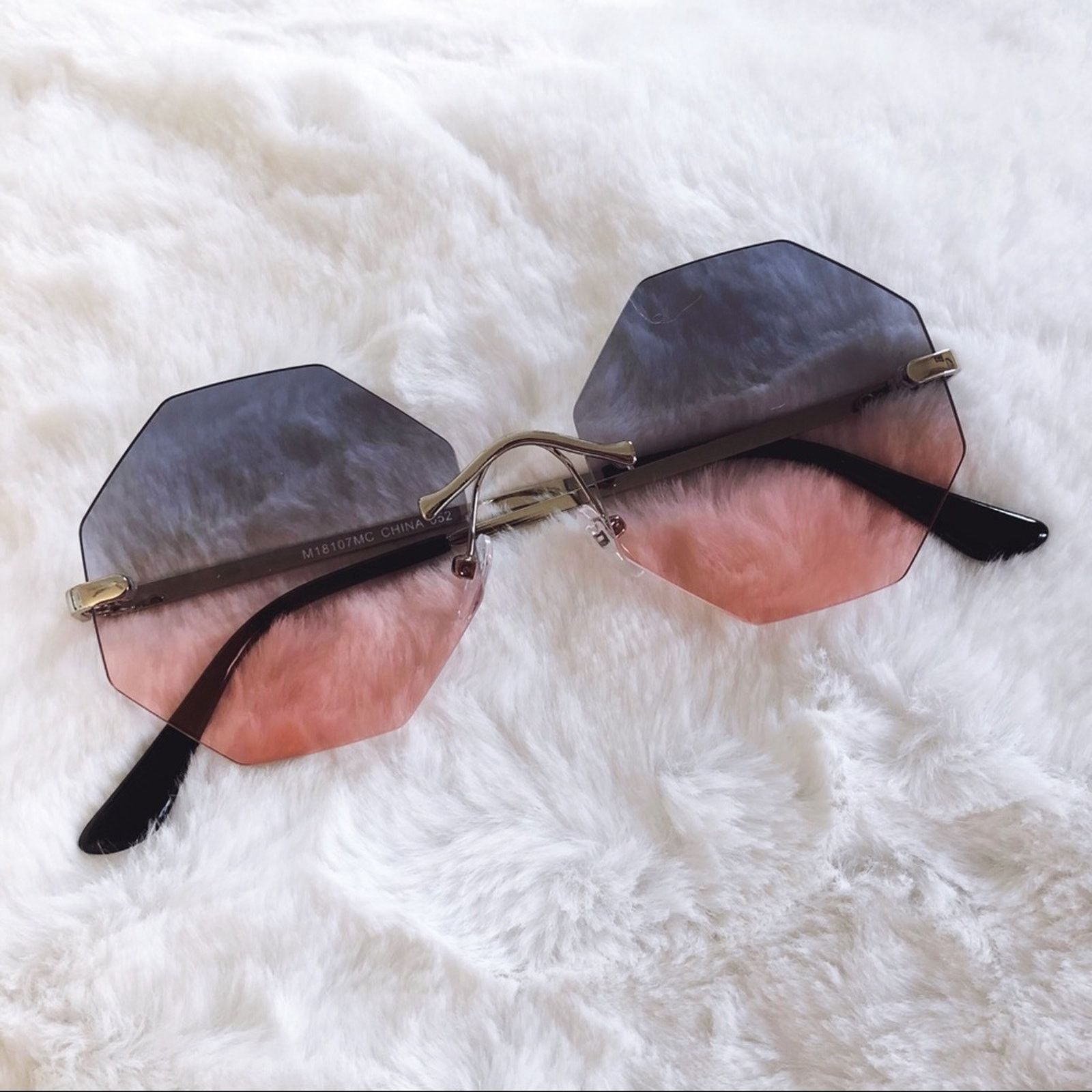 Other Alaiya Blue & Pink Octogonal Ombre Sunglasses Size ONE SIZE - 3 Thumbnail