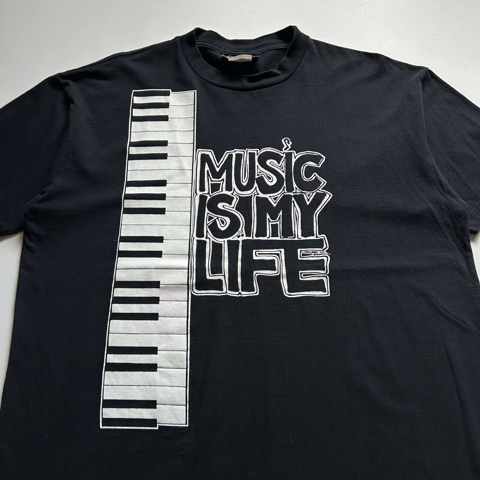 Vintage Vintage 90s Music Is My Life Piano Music T Shirt XXL Black Size US XXL / EU 58 / 5 - 2 Thumbnail