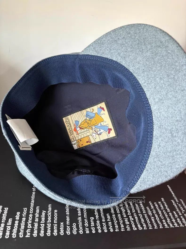 Hermes Hermes size 57 Blue Gray Silver Buckle Cashmere Newsboy Cap Size ONE SIZE - 5 Thumbnail