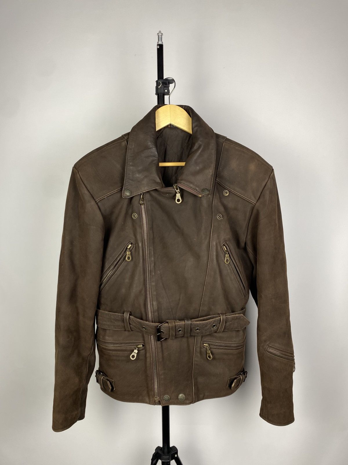 Leather × Vintage Vintage Genuine Leather MOTO Bomber Jacket Rock Punk Size US S / EU 44-46 / 1 - 2 Thumbnail