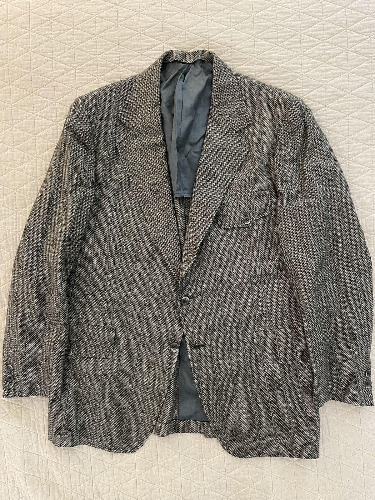 Vintage Flap Button Pocket Tweed Jacket