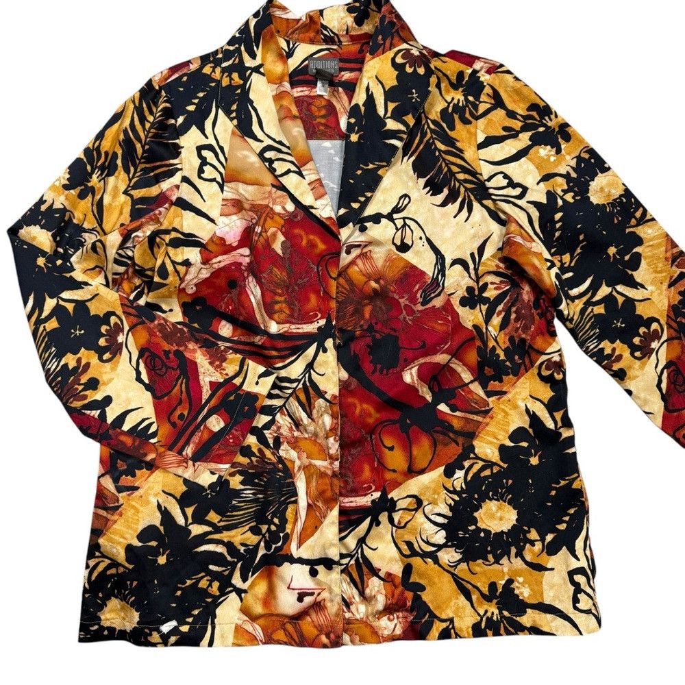 Chicos Additions By Chico's Cotton Long Sleeve Leaves Print Jacket Size L / US 10 / IT 46 - 5 Thumbnail