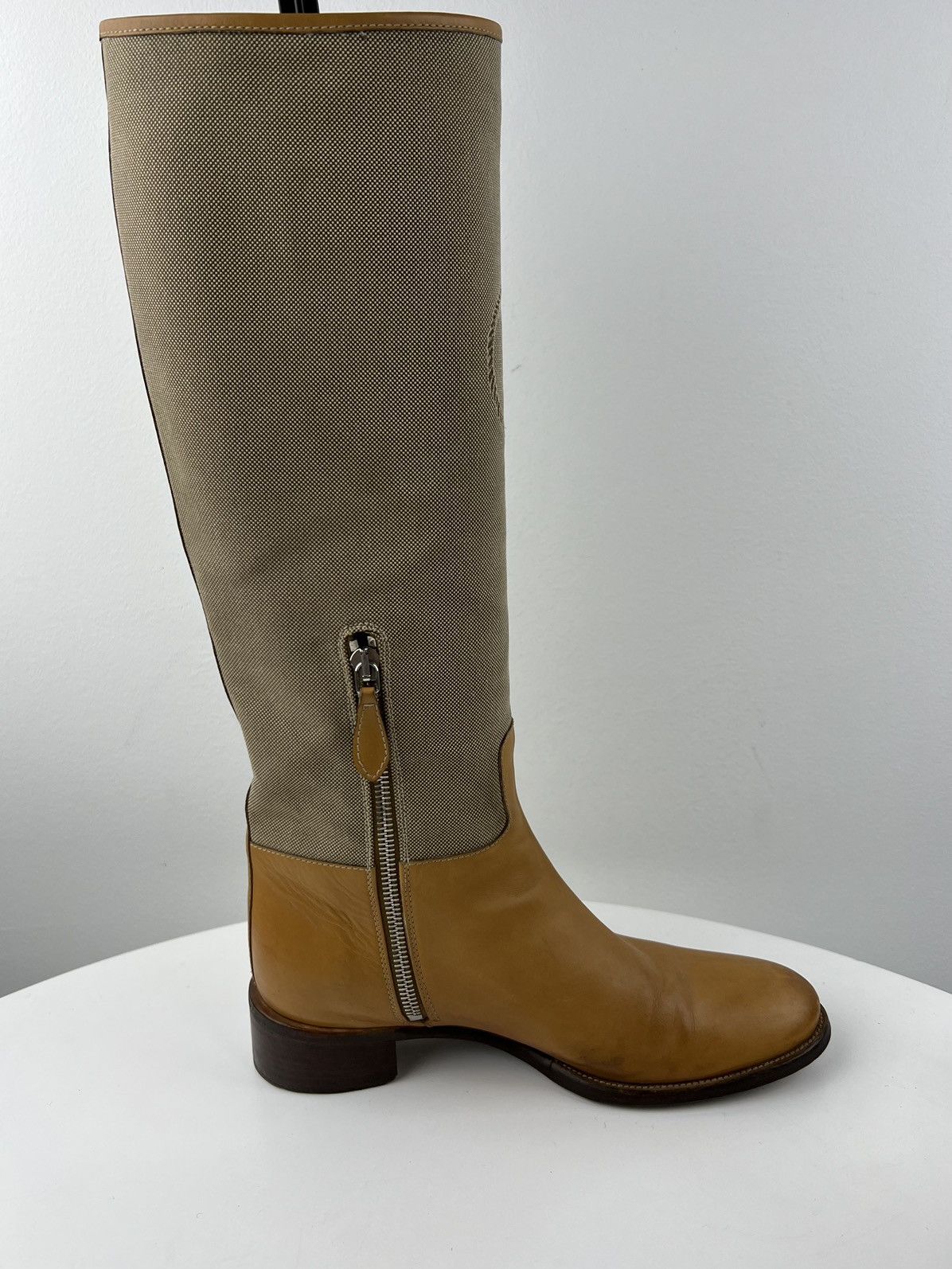 Prada PRADA MILANO Boots Leather Riding Tall Shoes Jacquard Logo Size US 6 / IT 36 - 15 Thumbnail