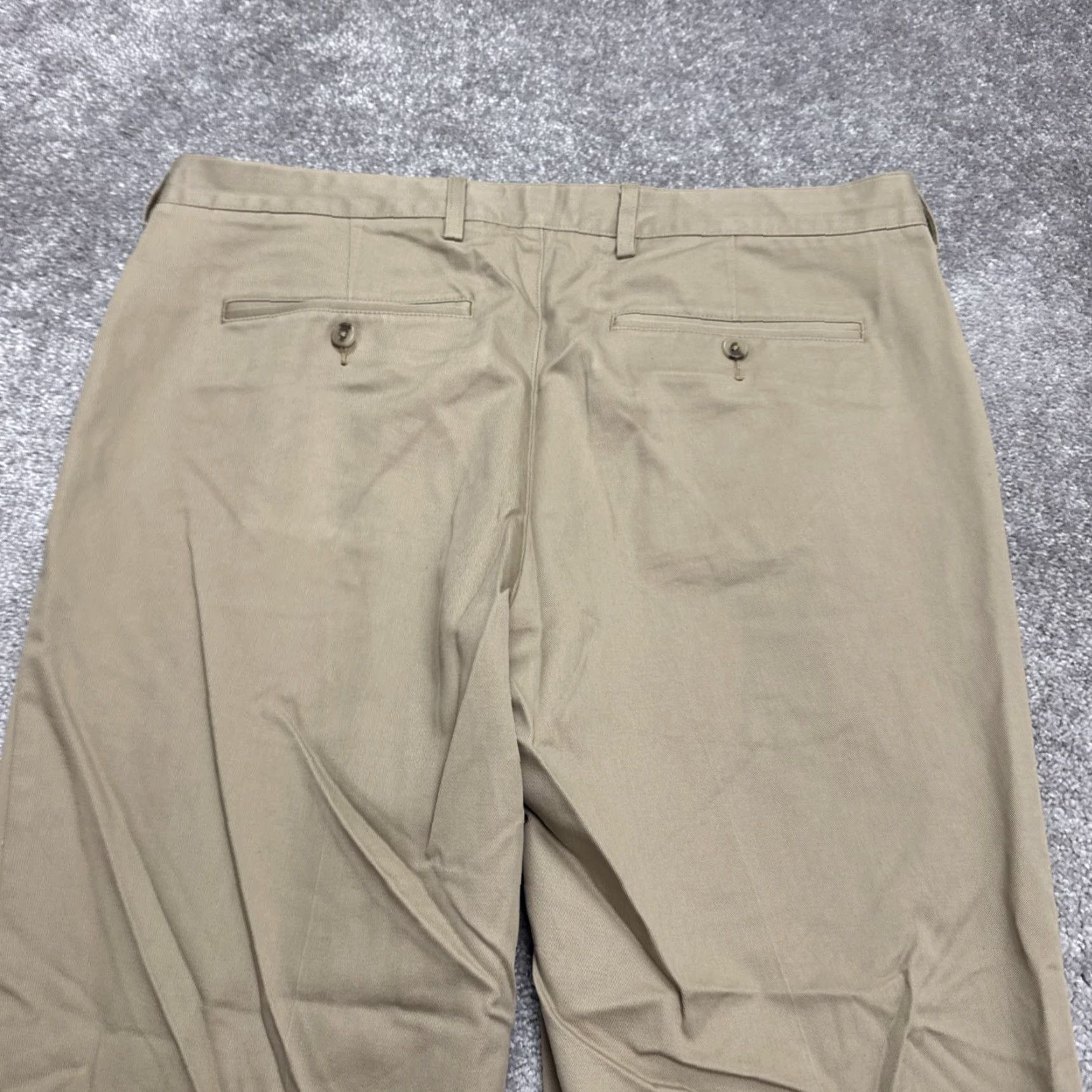 Lands' End LANDS' END Tailor Fit Chino Pants Mens 38x29 Khaki Brown Cotton Straight Classic, Regular, 38, Brown, Vintage No, Men Size US 38 / EU 54 - 4 Thumbnail