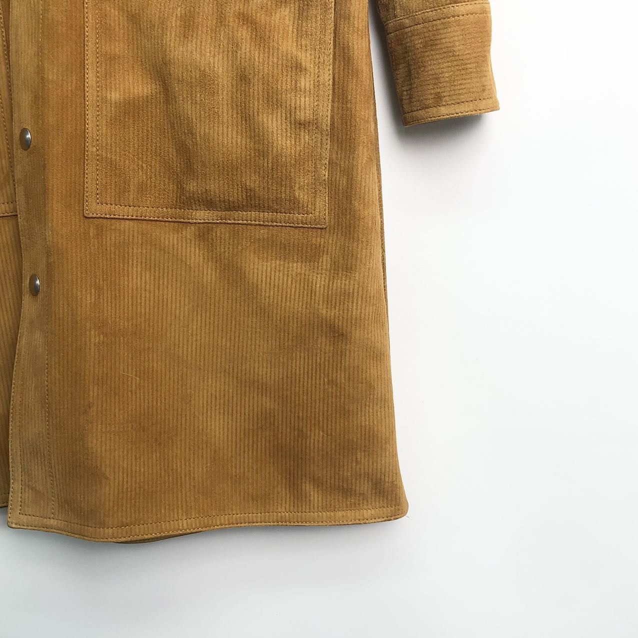 Bottega Veneta Bottega Veneta Solid Color Corduroy Long Sleeve Dress K26WX Size S / US 4 / IT 40 - 4 Thumbnail
