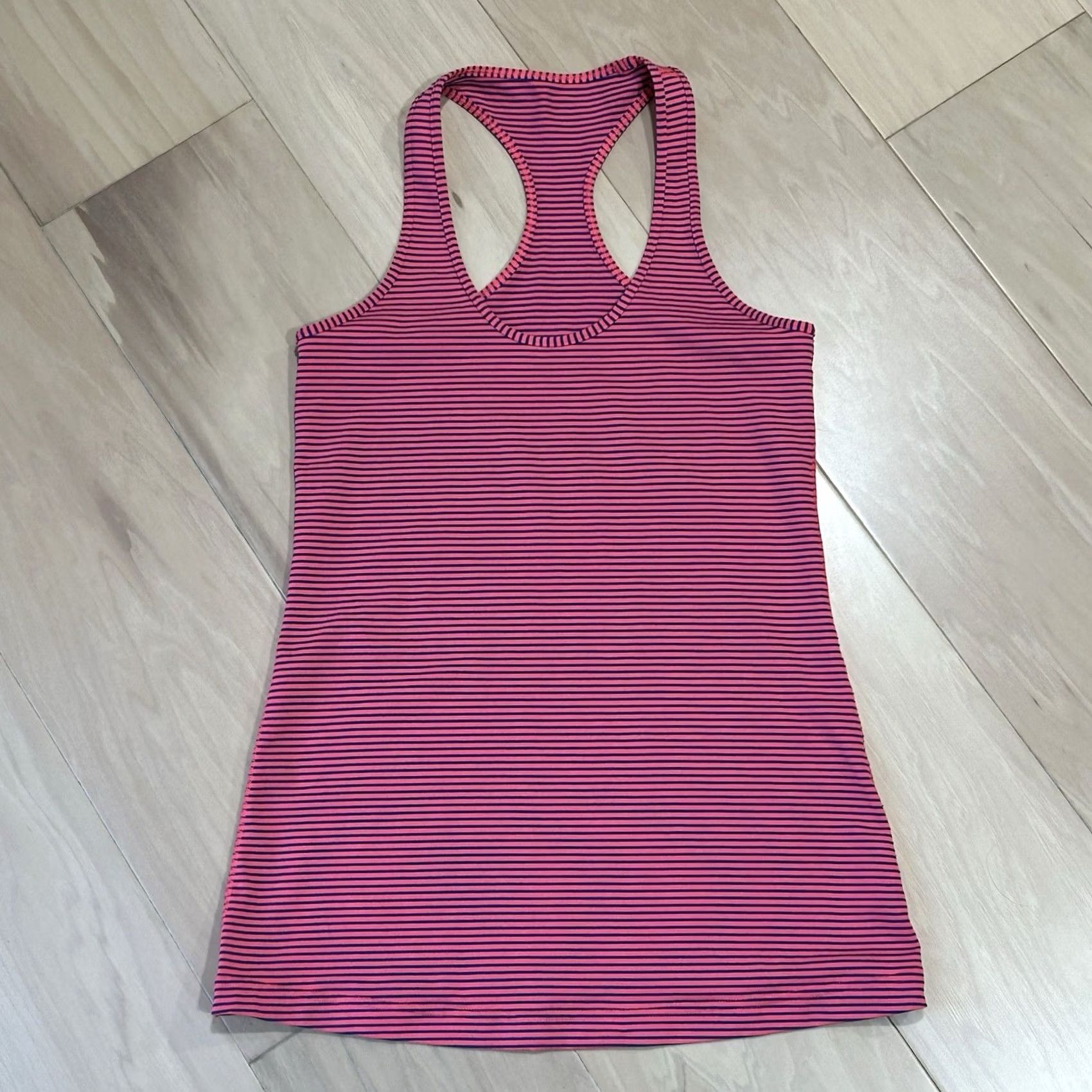 Lululemon Lululemon Cool Racerback Hyper Stripe Pink Tank Women’s 8 Shirt Sleeveless Racerback Athletic Yoga Gym Training Runs Striped Pink VINTAGE: No Size ONE SIZE - 2 Thumbnail