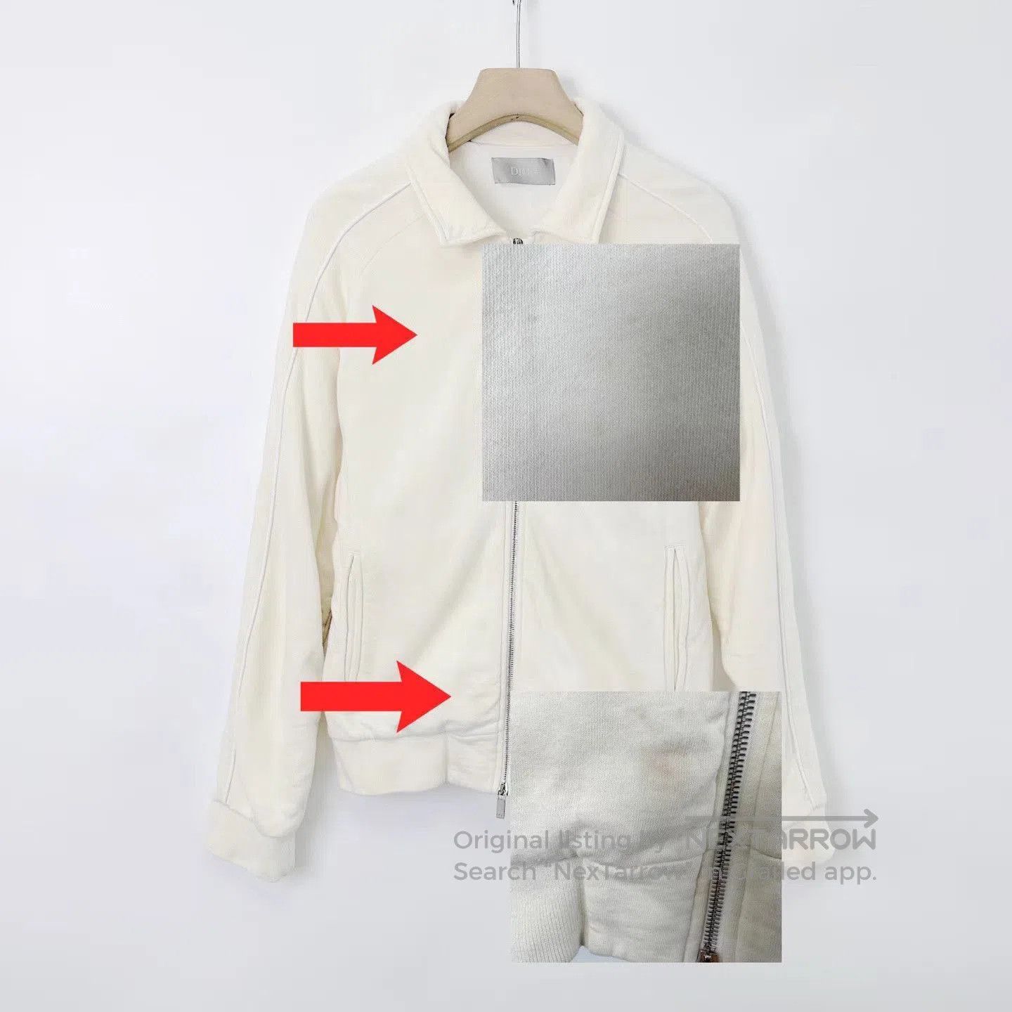 Dior White Zip-Front Collared Bomber Jacket. Size US XL / EU 56 / 4 - 4 Thumbnail