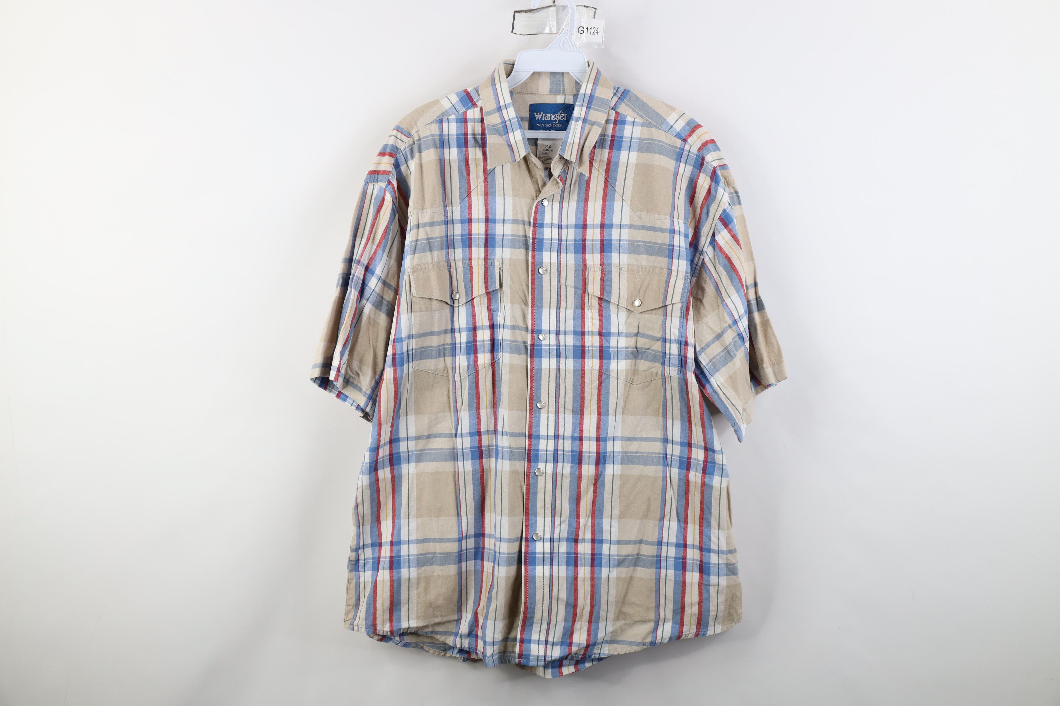 Wrangler Vintage 90s Wrangler Cowboy Snap Button Collared Shirt Plaid Size US L / EU 52-54 / 3 - 1 Thumbnail