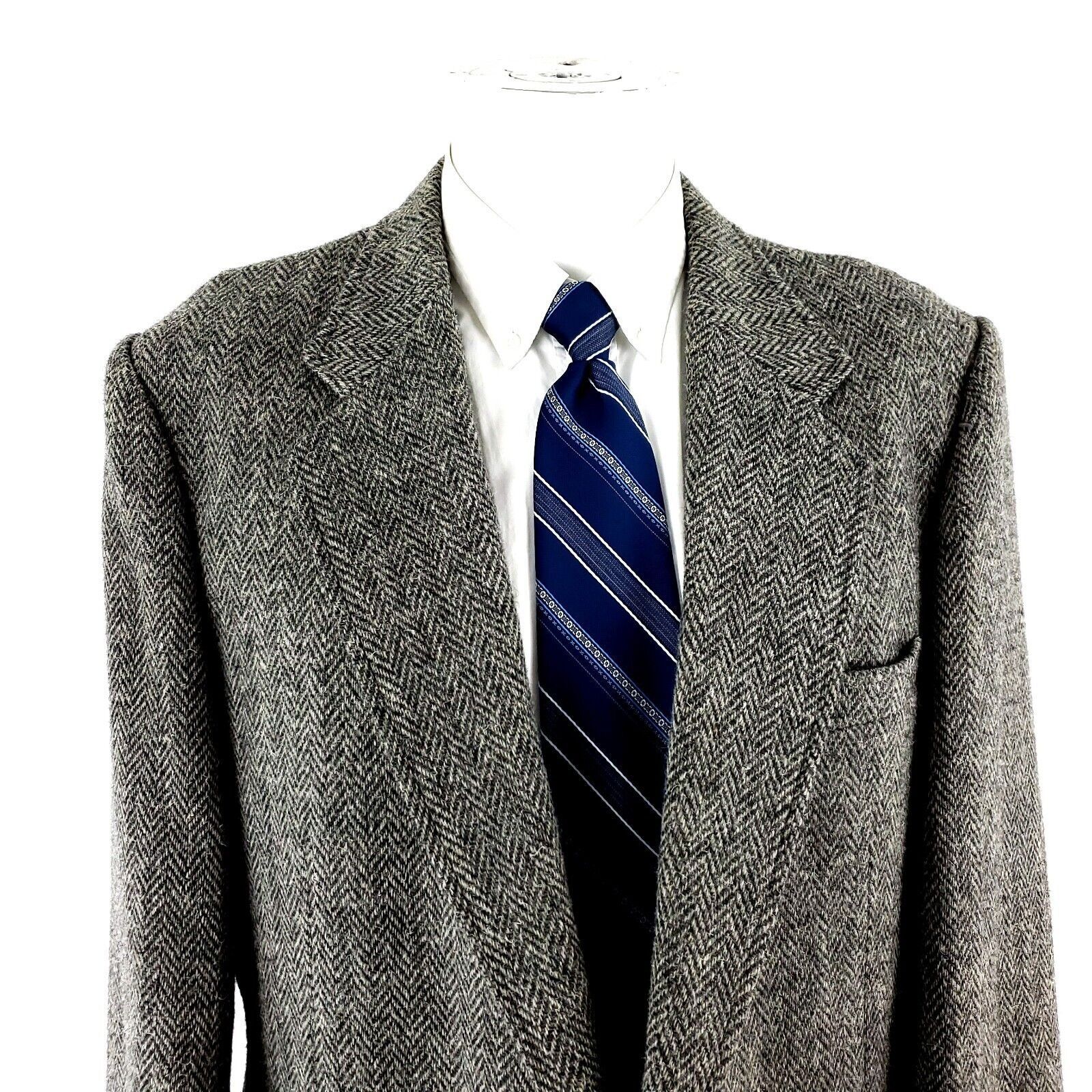 Vintage Cambridge Classics Tweed Wool 2 Leather Button Sport Coat 42 Size 42L - 1 Thumbnail