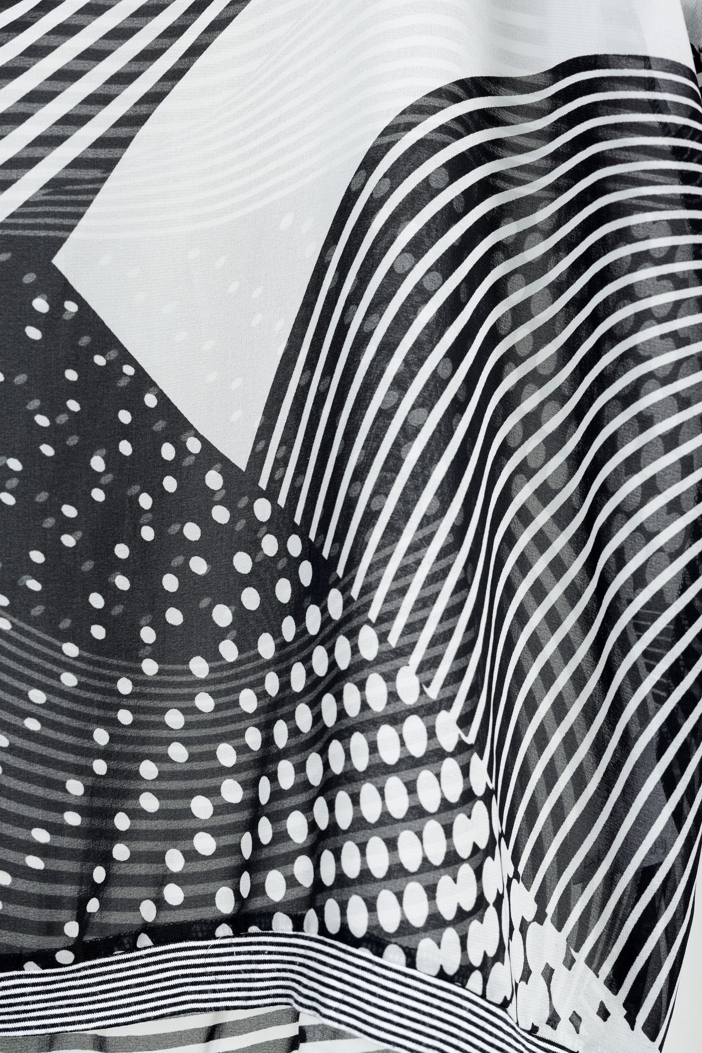 Other Art Point Black & White Striped Polka-Dot Chiffon Blouse Size L / US 10 / IT 46 - 6 Thumbnail