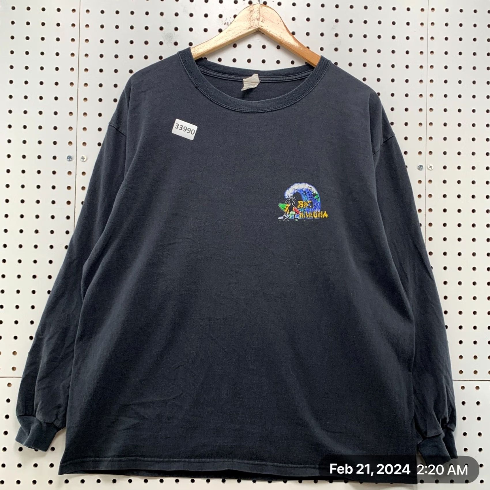 Delta VINTAGE Big Kahuna Maui Hawaii Shirt Mens XL Black Long Sleeve Surfer Size US XL / EU 56 / 4 - 2 Thumbnail