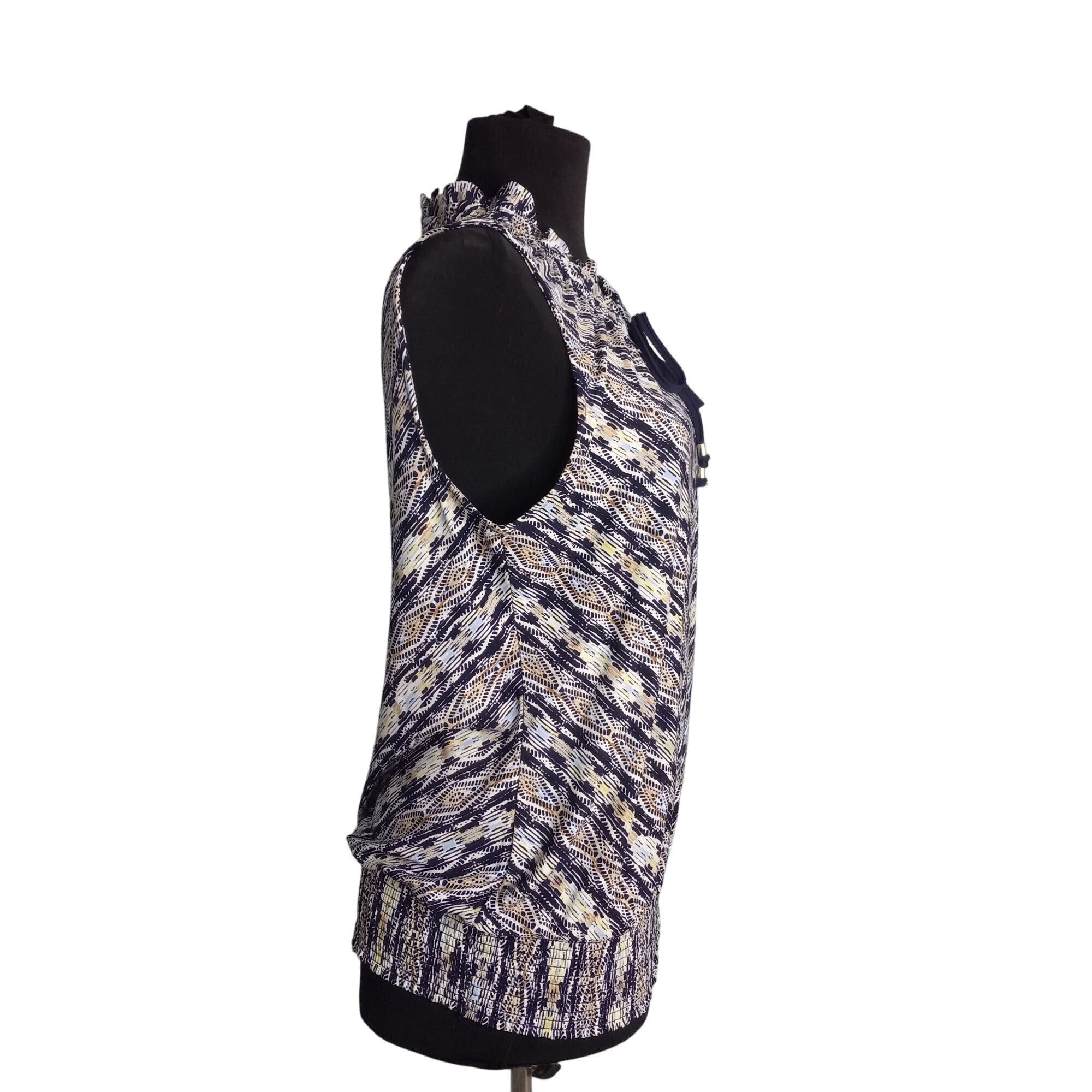 White House Black Market WHBM Size S Blouse Top Womens Sleeveless Ruffle Neck Tie Abs Size S / US 4 / IT 40 - 4 Thumbnail