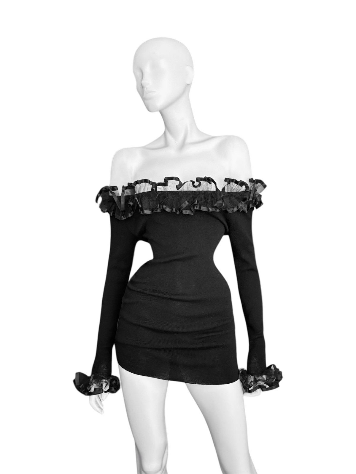 Yves Saint Laurent Tom Ford for Yves Saint Laurent Off-Shoulder blouse dress Size S / US 4 / IT 40 - 2 Thumbnail