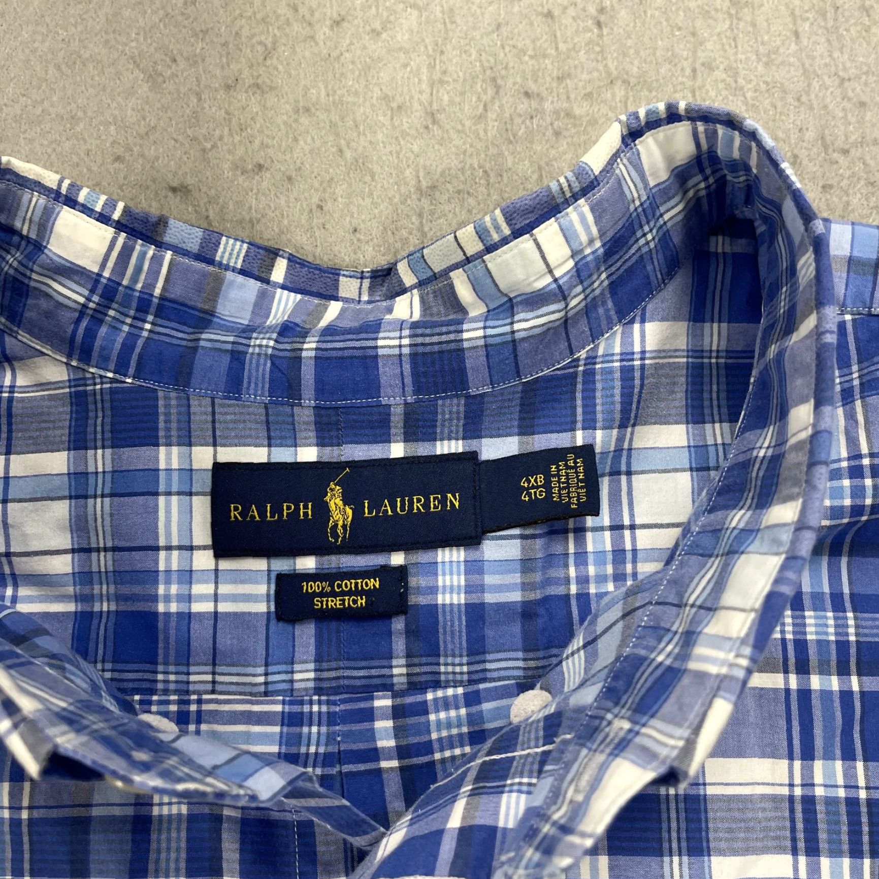 Ralph Lauren Ralph Lauren Shirt Mens 4XB Big Plaid Blue Stretch Long Sleeve 100% Cotton Shirt Mens Big 4X Blue Plaid Cotton Button-Up Long Sleeve Casual Preppy Size US XXL / EU 58 / 5 - 3 Thumbnail