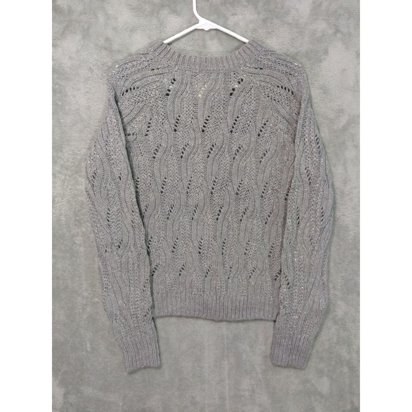 Lucky Brand Lucky Brand Sweater Womens Small Gray Alpaca Wool Blend Cable Knit Pullover Size S / US 4 / IT 40 - 2 Thumbnail