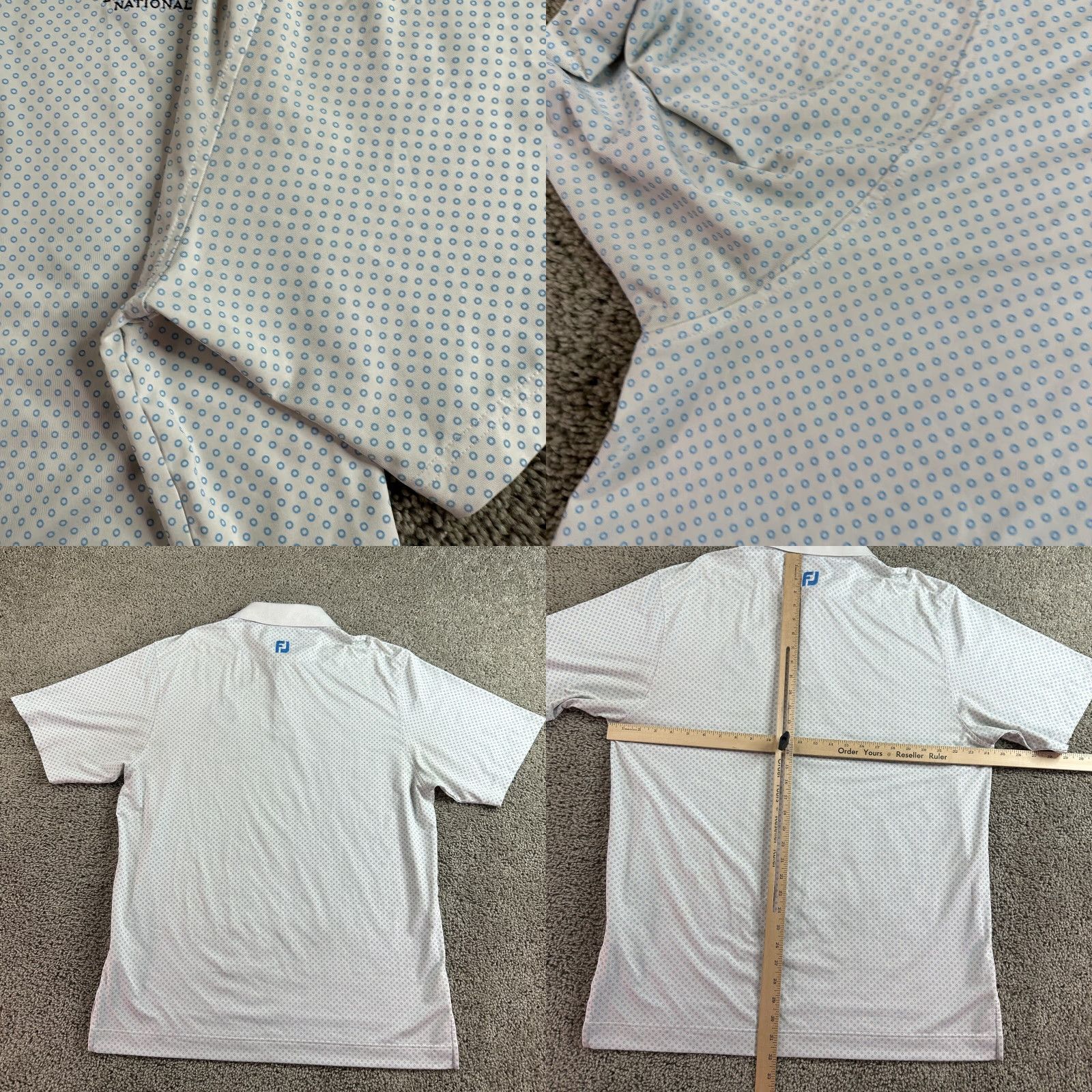 Footjoy FootJoy Polo Shirt Mens Large White Geometric Lightweight Golfing Button Collar Shirt Polo Size US L / EU 52-54 / 3 - 8 Thumbnail