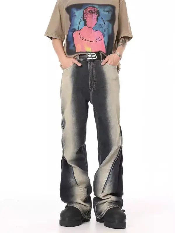 VIBE Retro washed old gradient RO style large zipper jeans Size US 30 / EU 46 - 5 Thumbnail