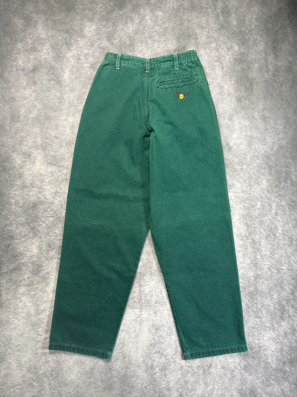 Levi's × Other × Vintage 1980s Green Denim Jeans Vintage Campus France Pleated Youth Size 24" / US 00 / IT 34 - 5 Thumbnail