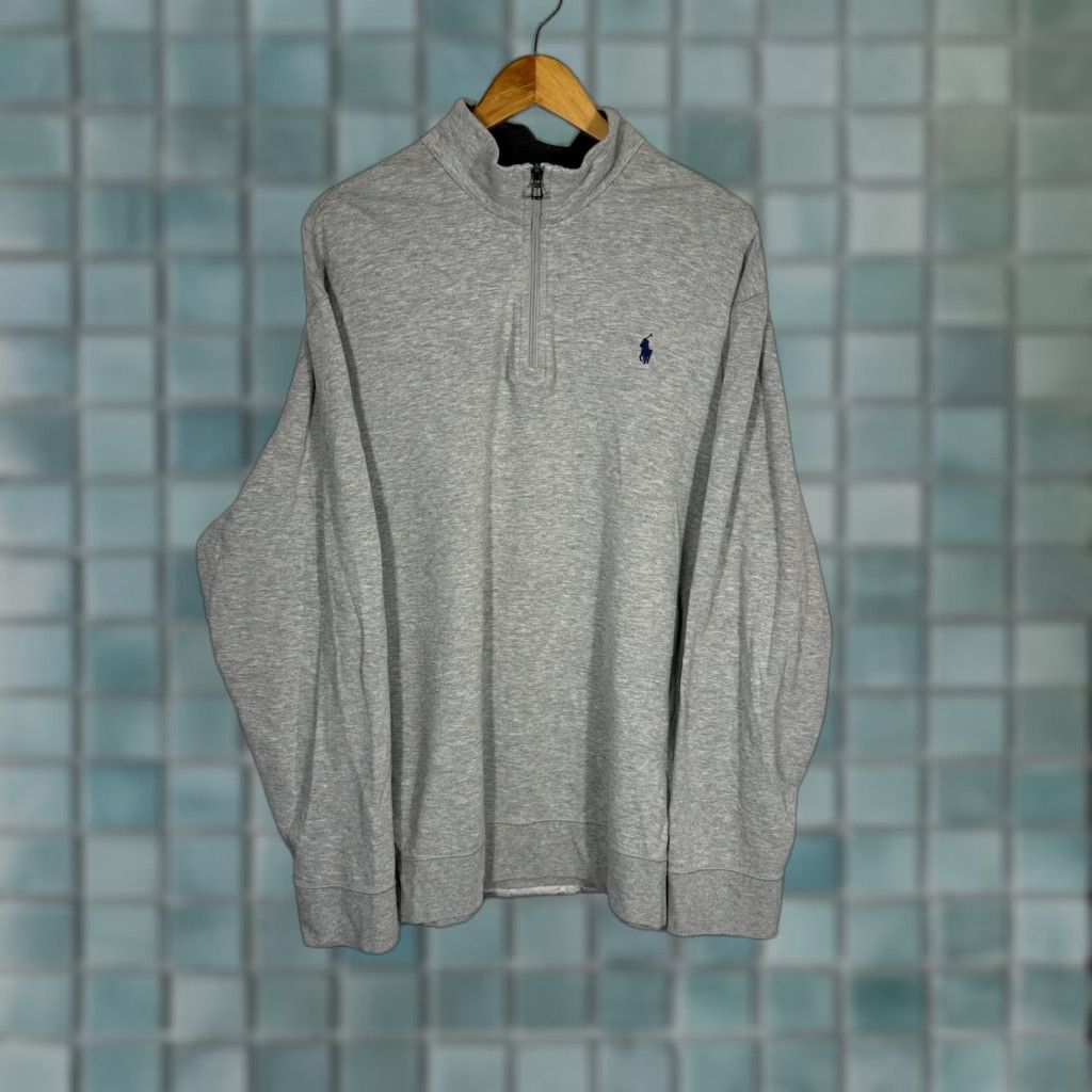 Polo Ralph Lauren Polo Ralph Lauren Performance Mens Quarter Zip Sweater XXL Gray pullover cotton mock neck long sleeve Size US XXL / EU 58 / 5 - 1 Thumbnail