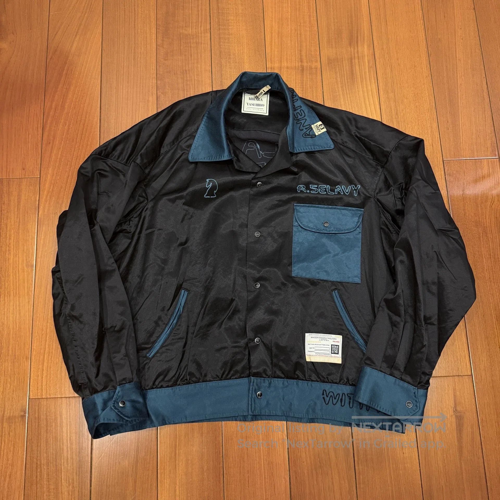 Maison MIHARA YASUHIRO Maison Mihara MMY Silk Black Blue Jacket. Size US L / EU 52-54 / 3 - 1 Thumbnail