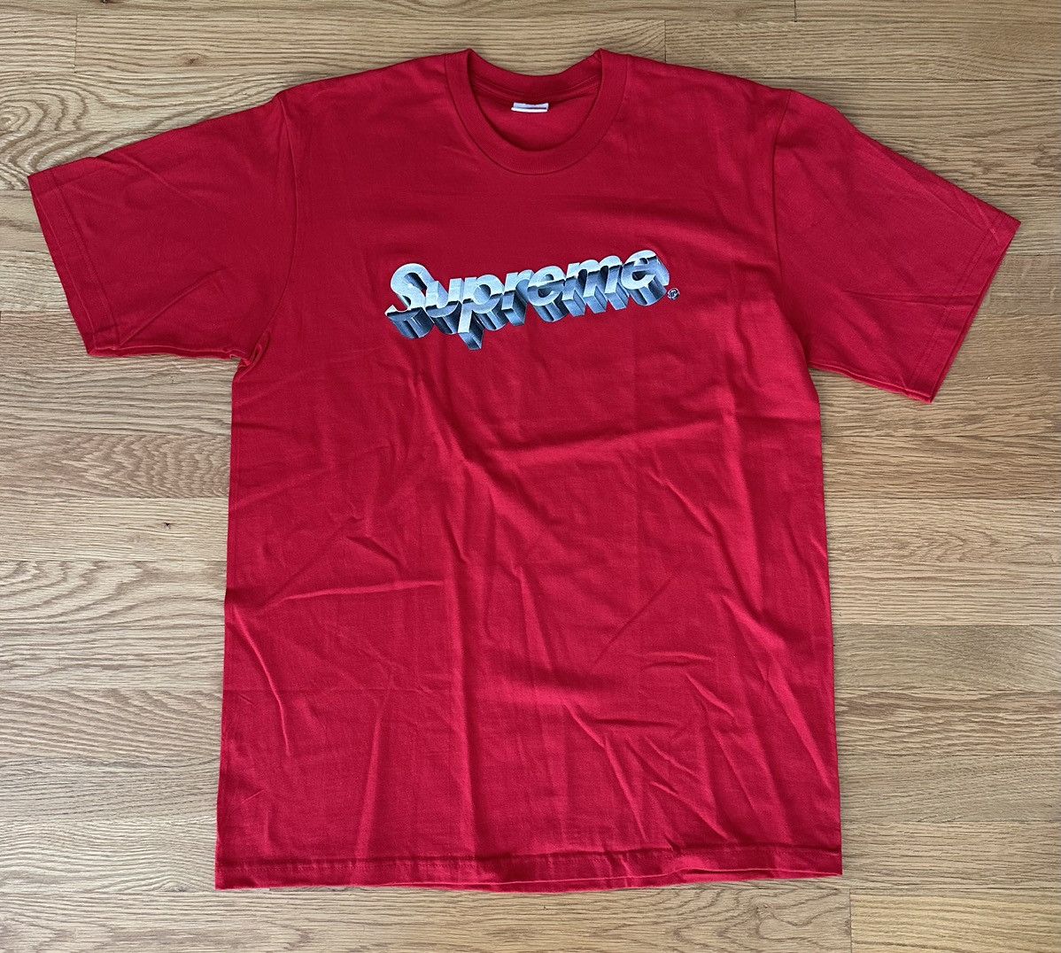 Supreme Supreme Chrome Logo Tee Red | Grailed