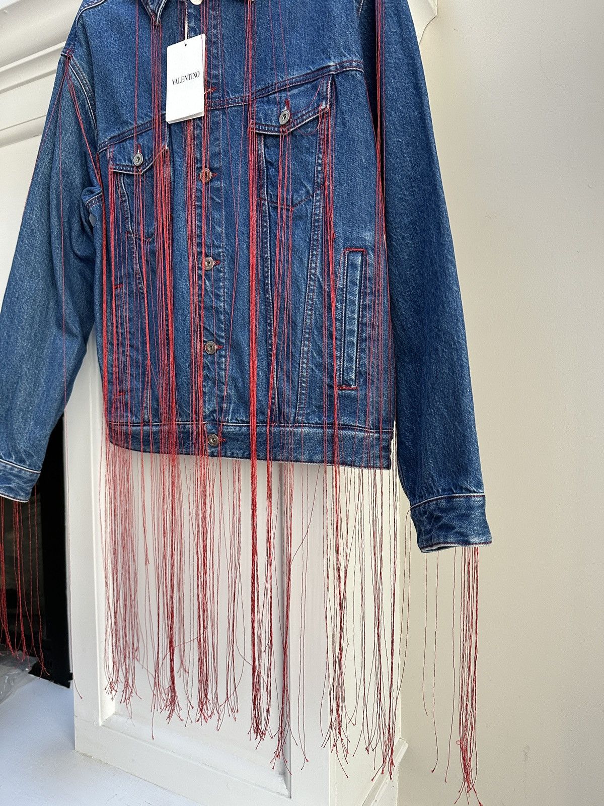 Valentino Denim Fringed Jacket Size US S / EU 44-46 / 1 - 3 Thumbnail